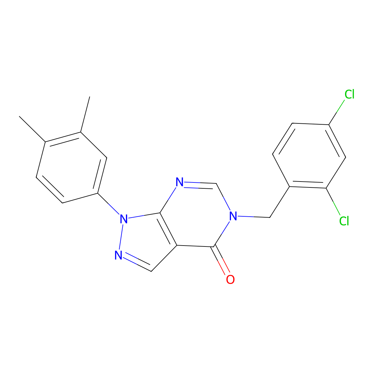 5-(2,4-dichlorobenzyl)-1-(3,4-dimethylphenyl)-1H-pyrazolo[3,4-d]pyrimidin-4(5H)-one molecular structure, CAS 863447-47-6