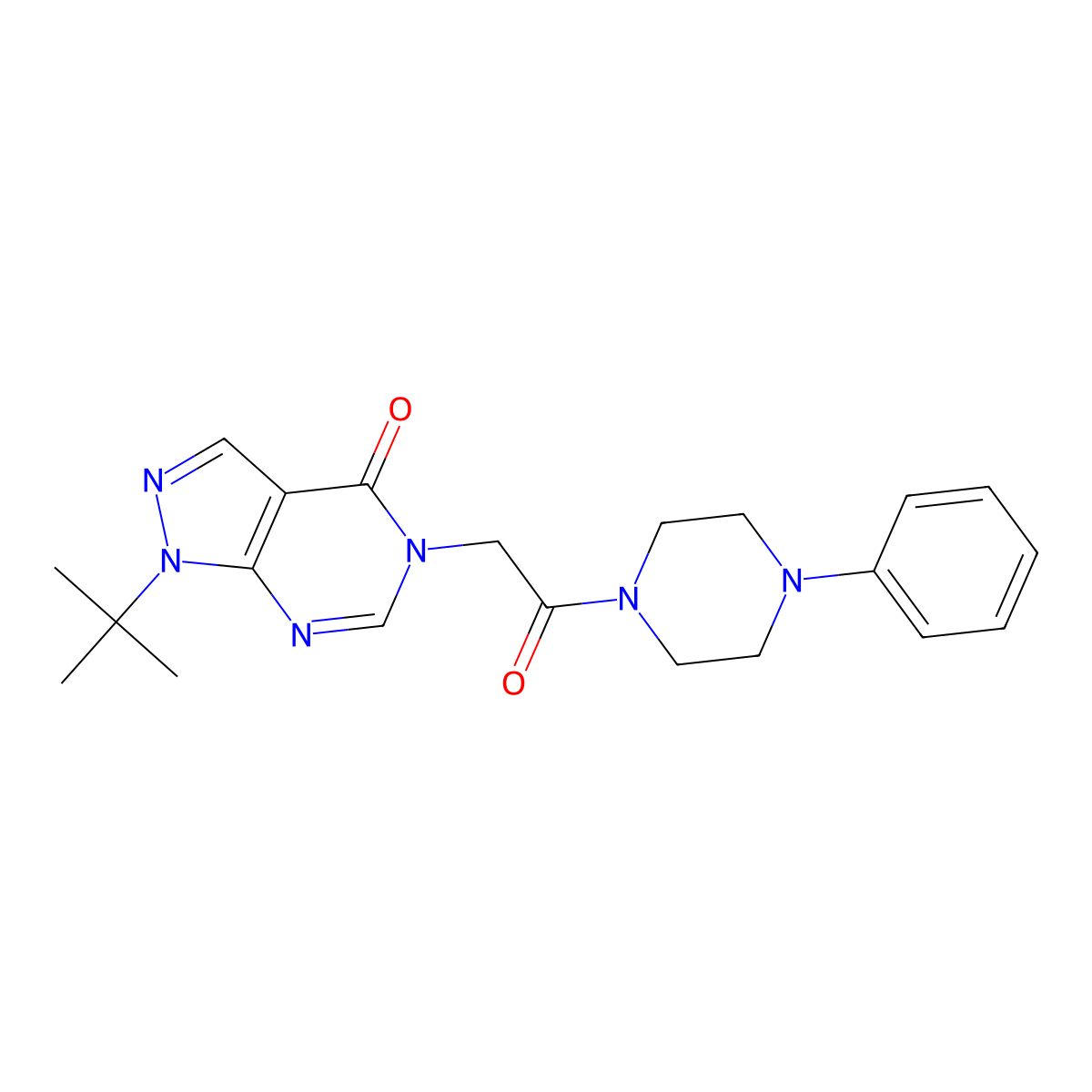 1-(tert-butyl)-5-(2-oxo-2-(4-phenylpiperazin-1-yl)ethyl)-1H-pyrazolo[3,4-d]pyrimidin-4(5H)-one molecular structure, CAS 863447-58-9