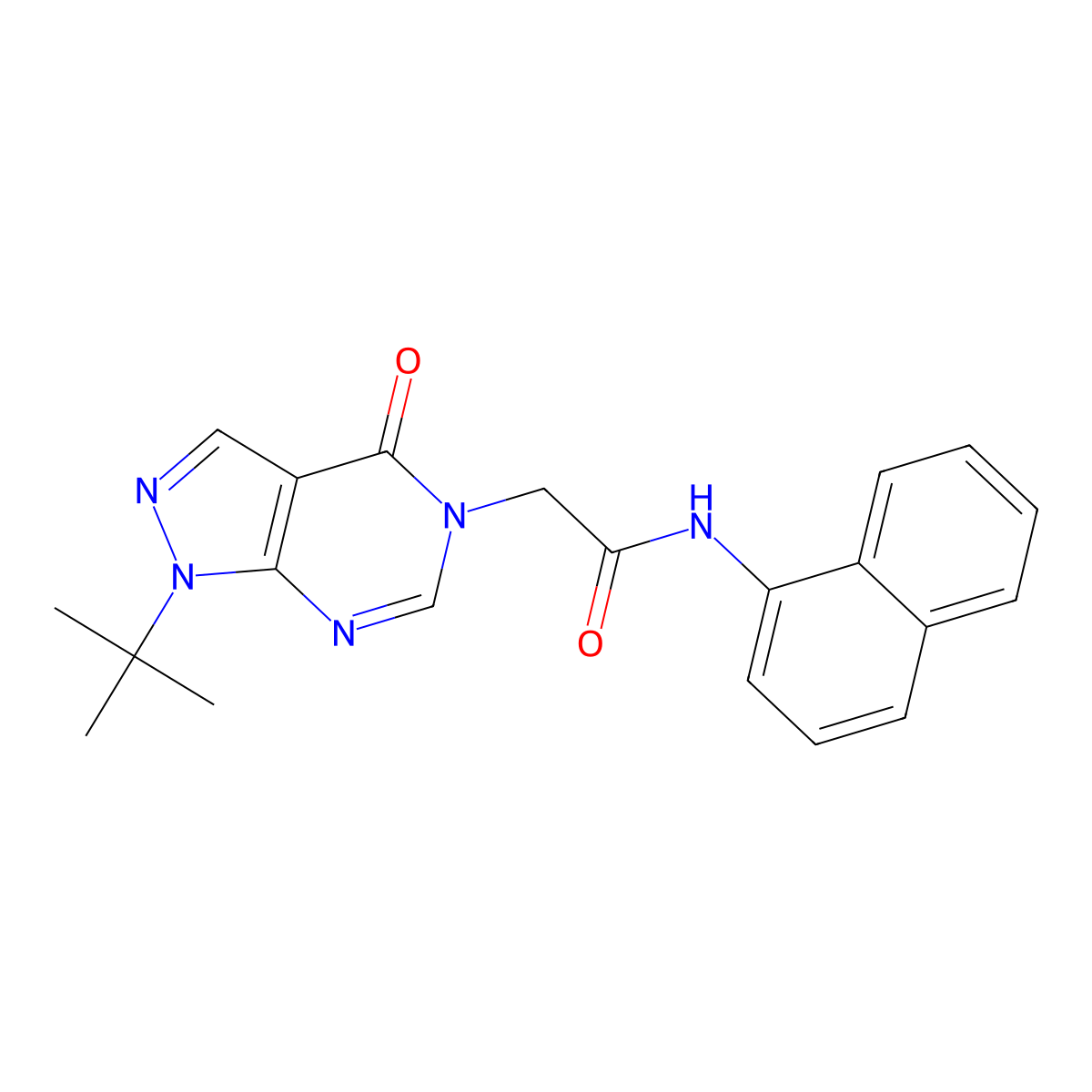 2-(1-tert-butyl-4-oxopyrazolo[3,4-d]pyrimidin-5-yl)-N-naphthalen-1-ylacetamide molecular structure, CAS 863447-63-6