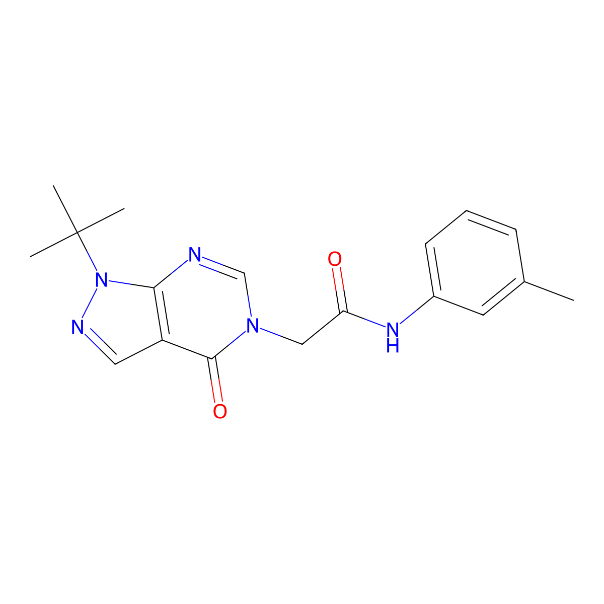 2-(1-(tert-butyl)-4-oxo-1H-pyrazolo[3,4-d]pyrimidin-5(4H)-yl)-N-(m-tolyl)acetamide molecular structure, CAS 863447-65-8