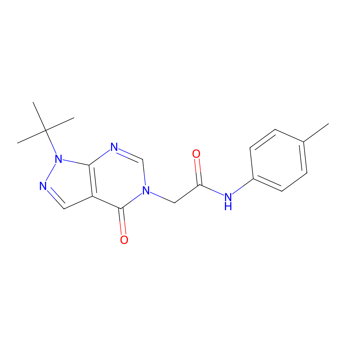 2-(1-tert-butyl-4-oxopyrazolo[3,4-d]pyrimidin-5-yl)-N-(4-methylphenyl)acetamide molecular structure, CAS 863447-66-9