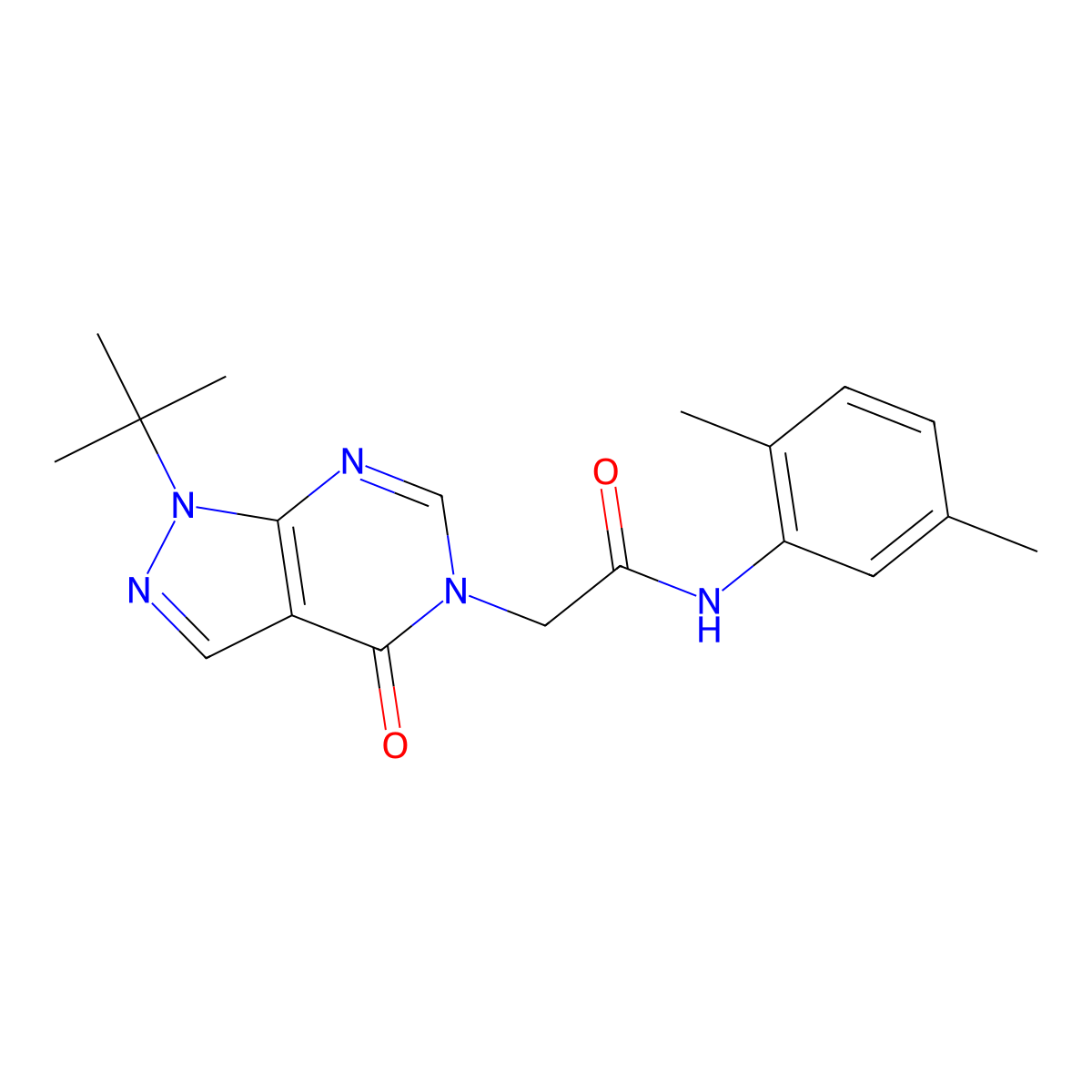 2-(1-(tert-butyl)-4-oxo-1H-pyrazolo[3,4-d]pyrimidin-5(4H)-yl)-N-(2,5-dimethylphenyl)acetamide molecular structure, CAS 863447-68-1