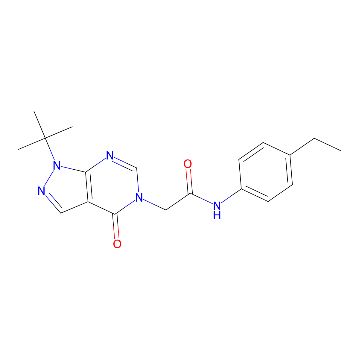 2-(1-(tert-butyl)-4-oxo-1H-pyrazolo[3,4-d]pyrimidin-5(4H)-yl)-N-(4-ethylphenyl)acetamide molecular structure, CAS 863447-72-7