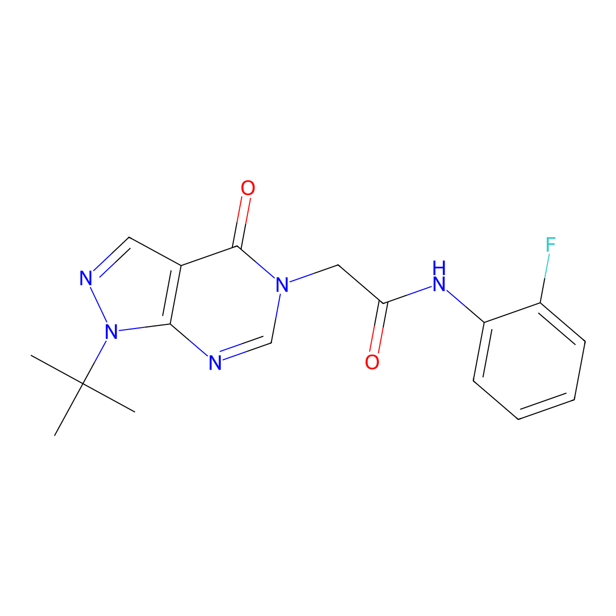 2-(1-tert-butyl-4-oxopyrazolo[3,4-d]pyrimidin-5-yl)-N-(2-fluorophenyl)acetamide molecular structure, CAS 863447-73-8