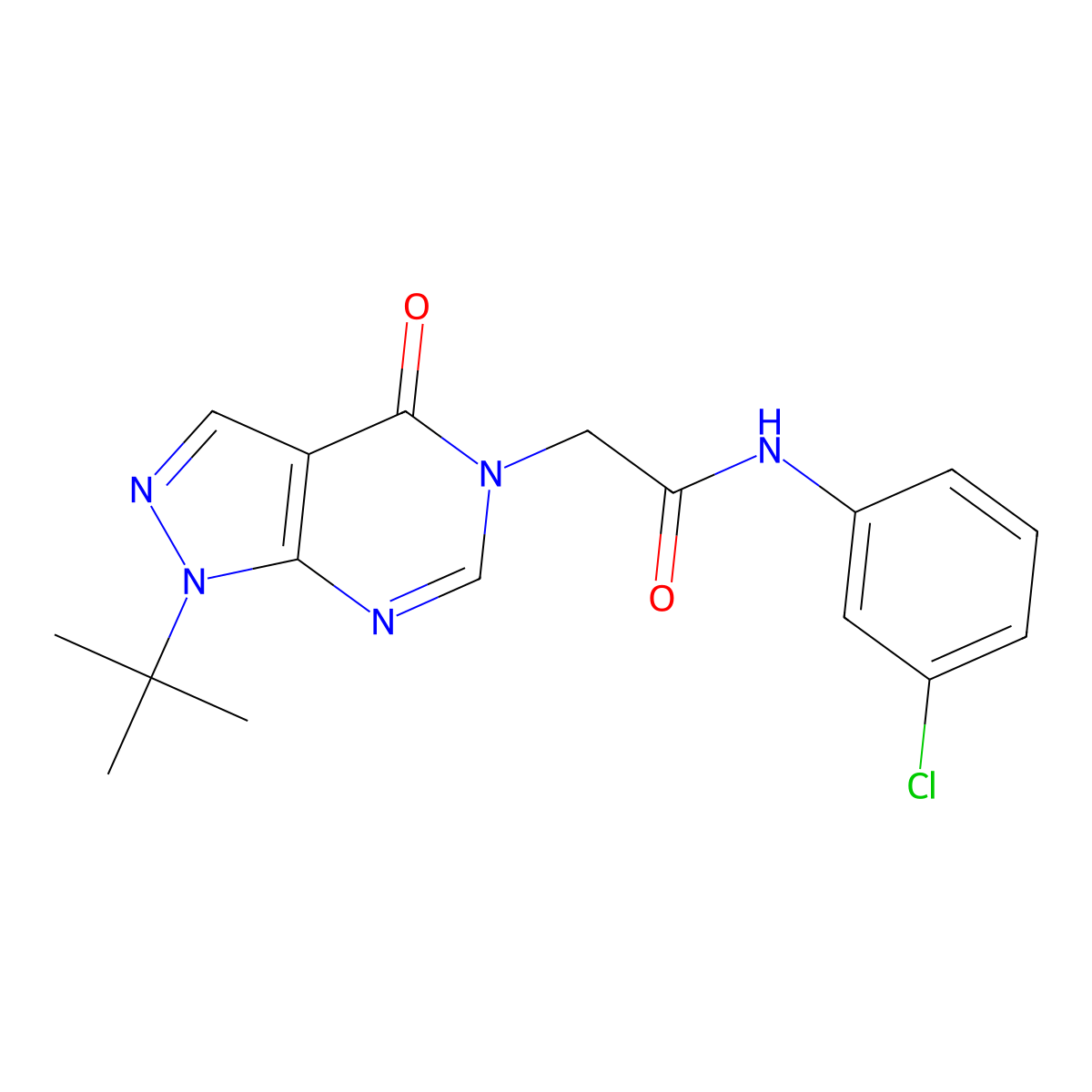 2-(1-tert-butyl-4-oxopyrazolo[3,4-d]pyrimidin-5-yl)-N-(3-chlorophenyl)acetamide molecular structure, CAS 863447-76-1