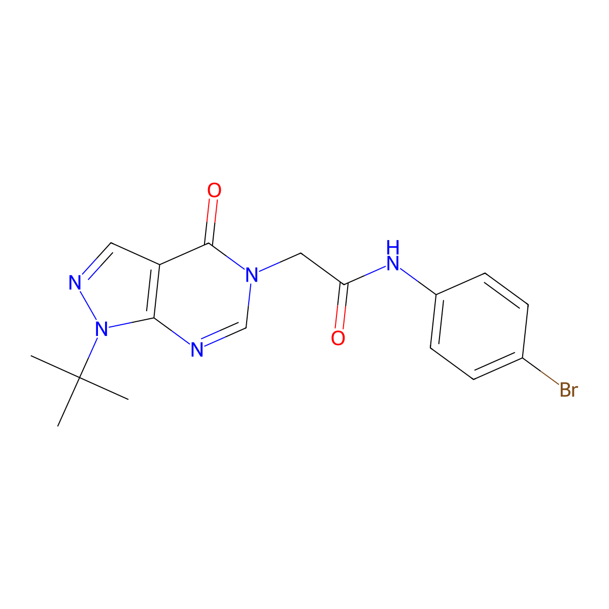 N-(4-bromophenyl)-2-(1-tert-butyl-4-oxopyrazolo[3,4-d]pyrimidin-5-yl)acetamide molecular structure, CAS 863447-78-3