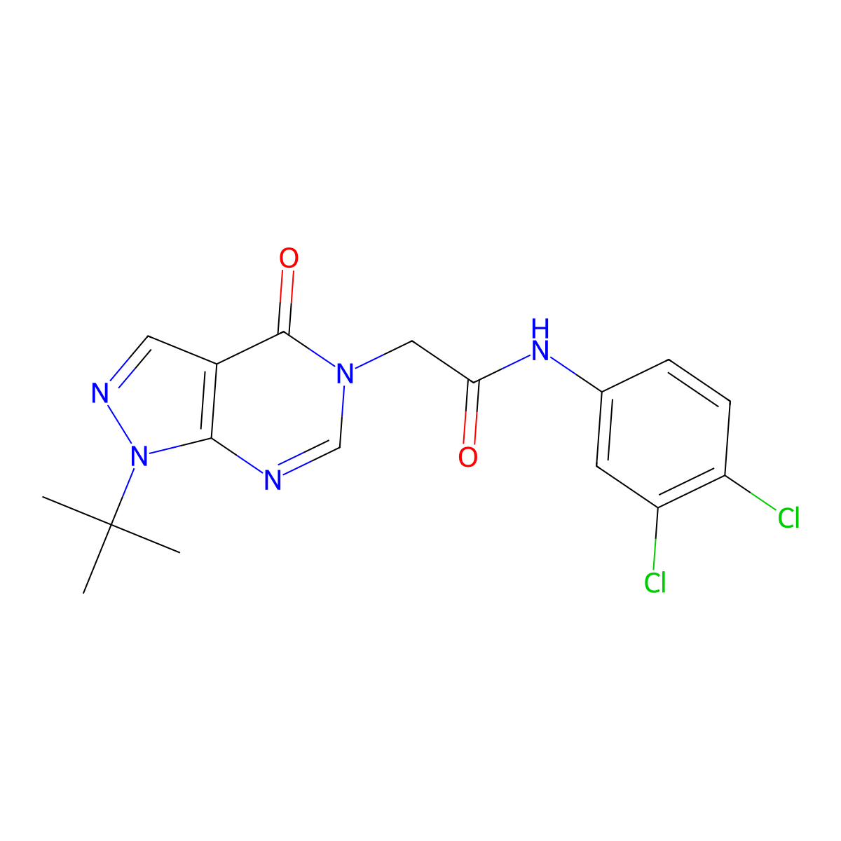 2-(1-tert-butyl-4-oxopyrazolo[3,4-d]pyrimidin-5-yl)-N-(3,4-dichlorophenyl)acetamide molecular structure, CAS 863447-80-7