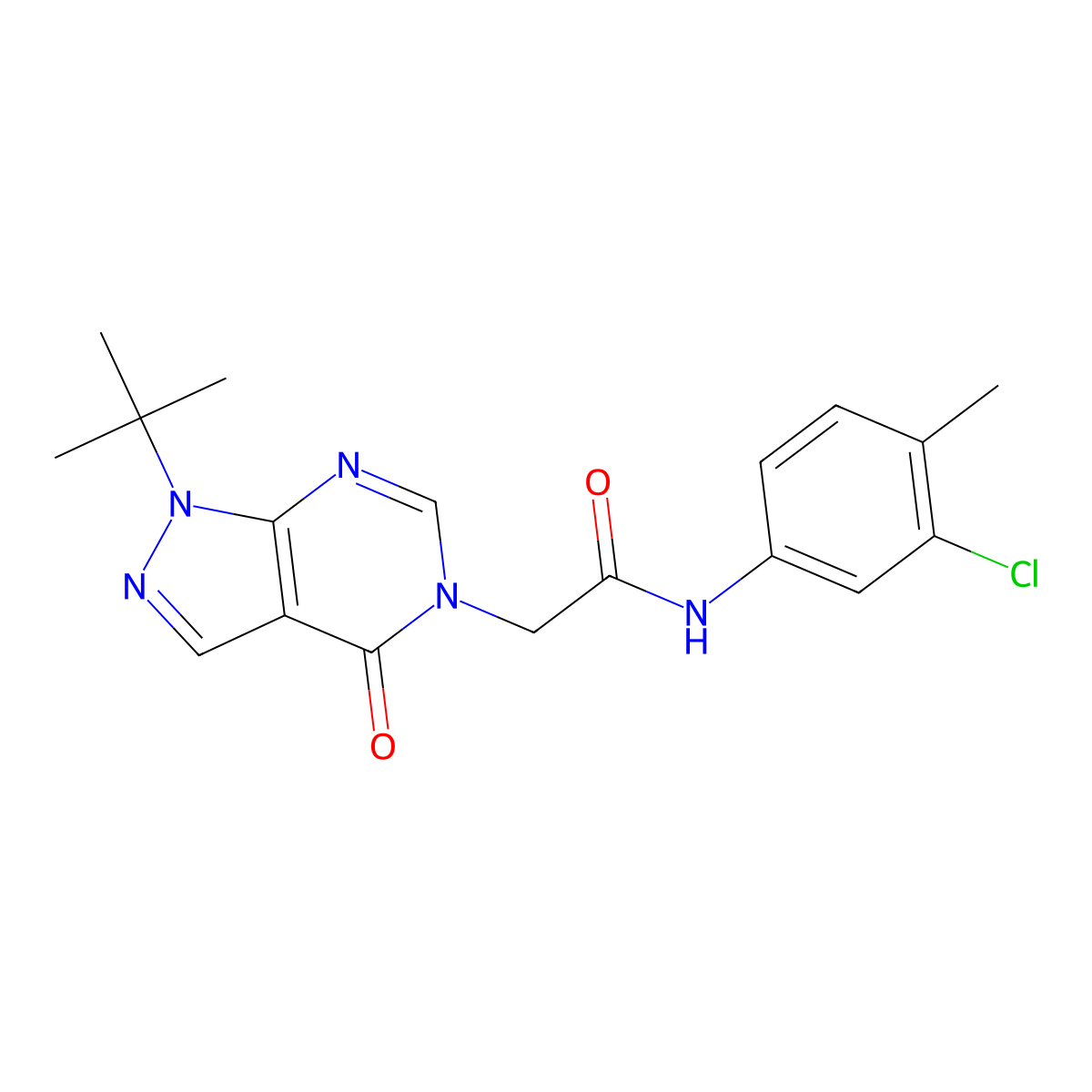 2-(1-(tert-butyl)-4-oxo-1H-pyrazolo[3,4-d]pyrimidin-5(4H)-yl)-N-(3-chloro-4-methylphenyl)acetamide molecular structure, CAS 863447-81-8