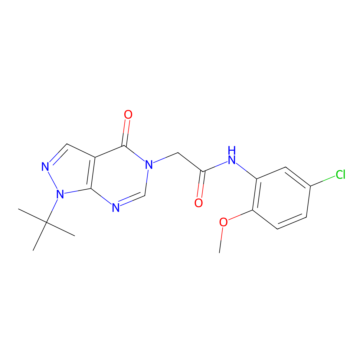 2-(1-(tert-butyl)-4-oxo-1H-pyrazolo[3,4-d]pyrimidin-5(4H)-yl)-N-(5-chloro-2-methoxyphenyl)acetamide molecular structure, CAS 863447-82-9