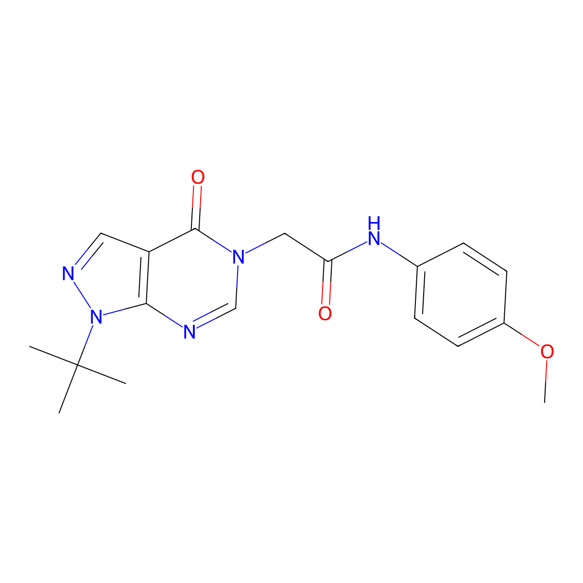 2-(1-(tert-butyl)-4-oxo-1H-pyrazolo[3,4-d]pyrimidin-5(4H)-yl)-N-(4-methoxyphenyl)acetamide molecular structure, CAS 863447-85-2
