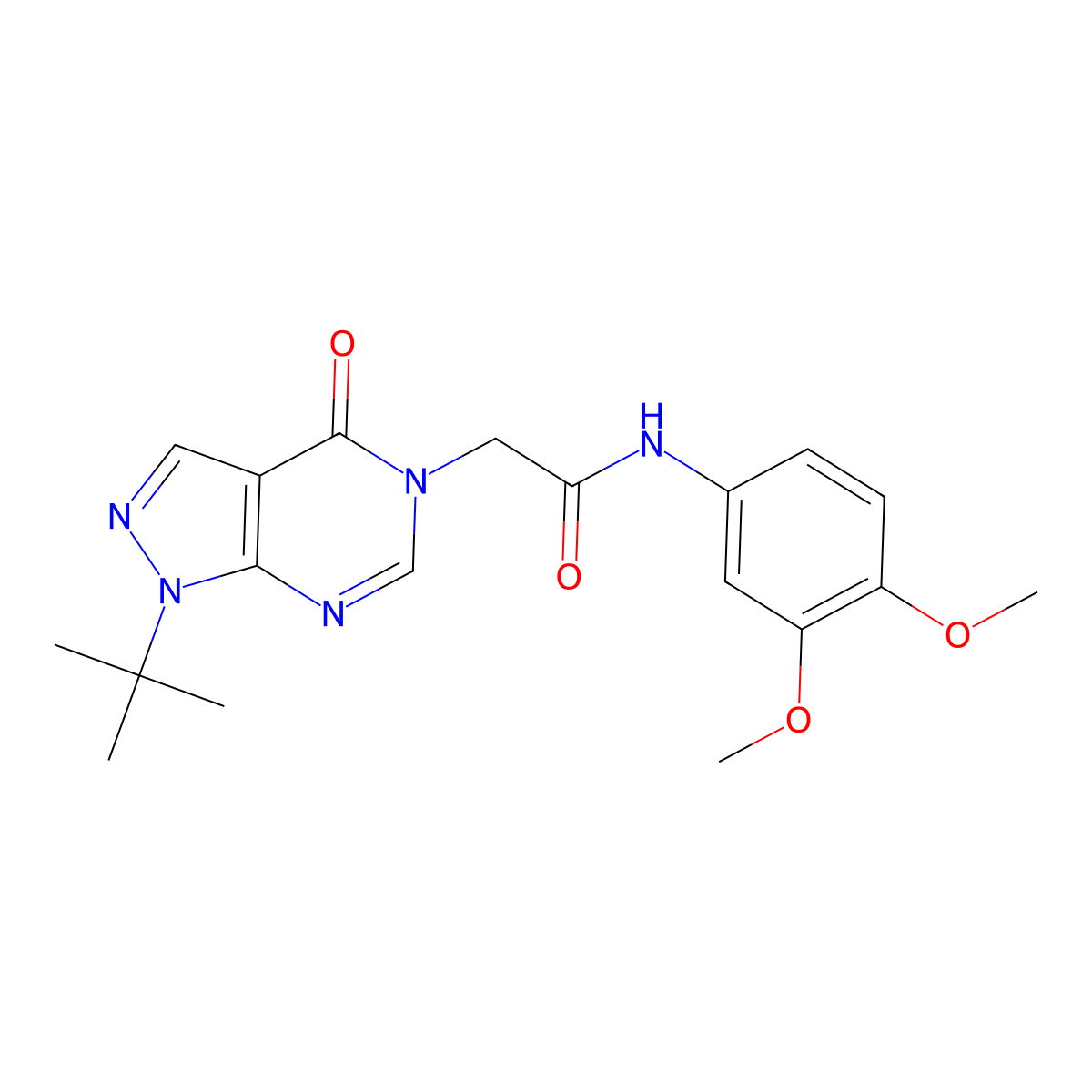 2-(1-(tert-butyl)-4-oxo-1H-pyrazolo[3,4-d]pyrimidin-5(4H)-yl)-N-(3,4-dimethoxyphenyl)acetamide molecular structure, CAS 863447-90-9