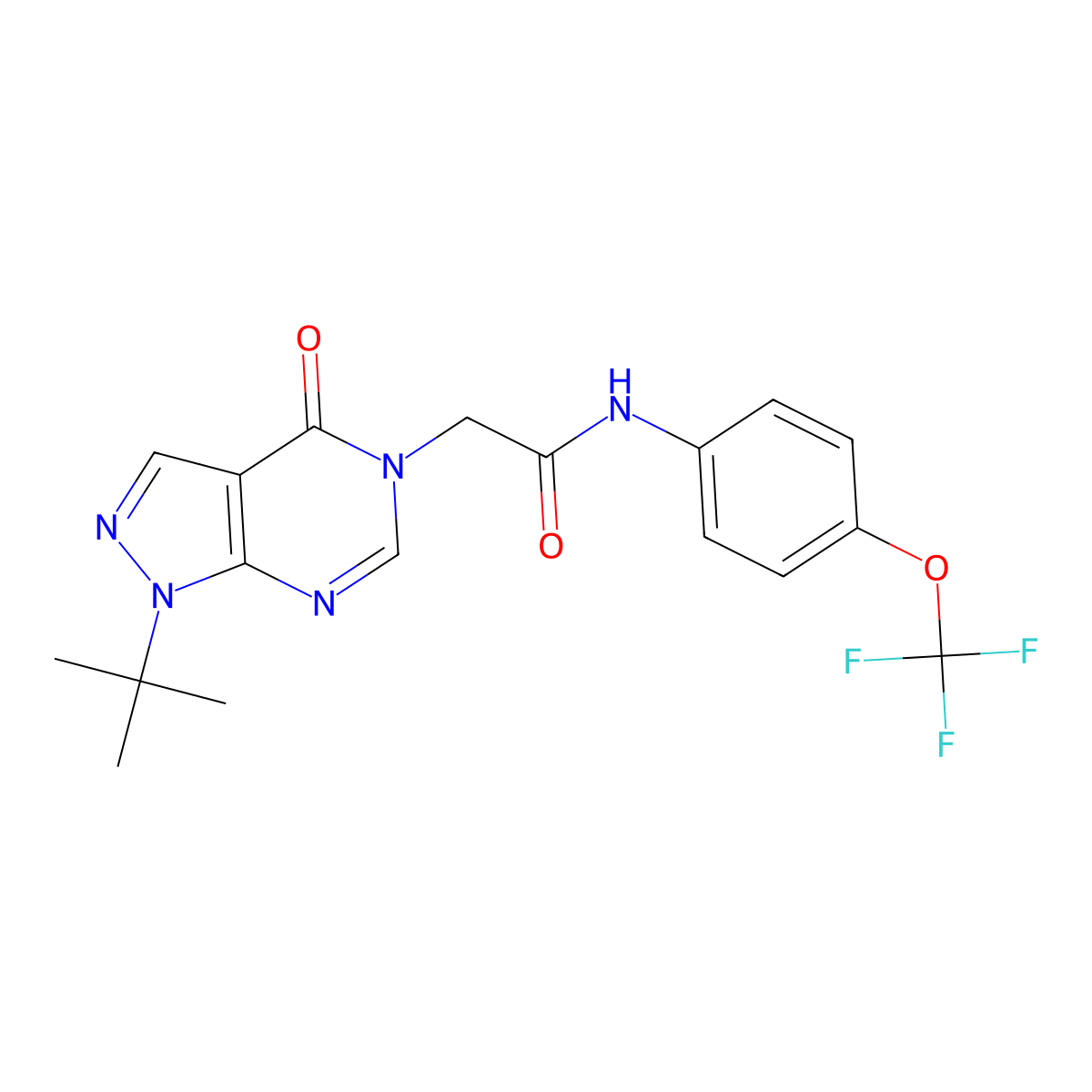 2-(1-tert-butyl-4-oxopyrazolo[3,4-d]pyrimidin-5-yl)-N-[4-(trifluoromethoxy)phenyl]acetamide molecular structure, CAS 863447-95-4