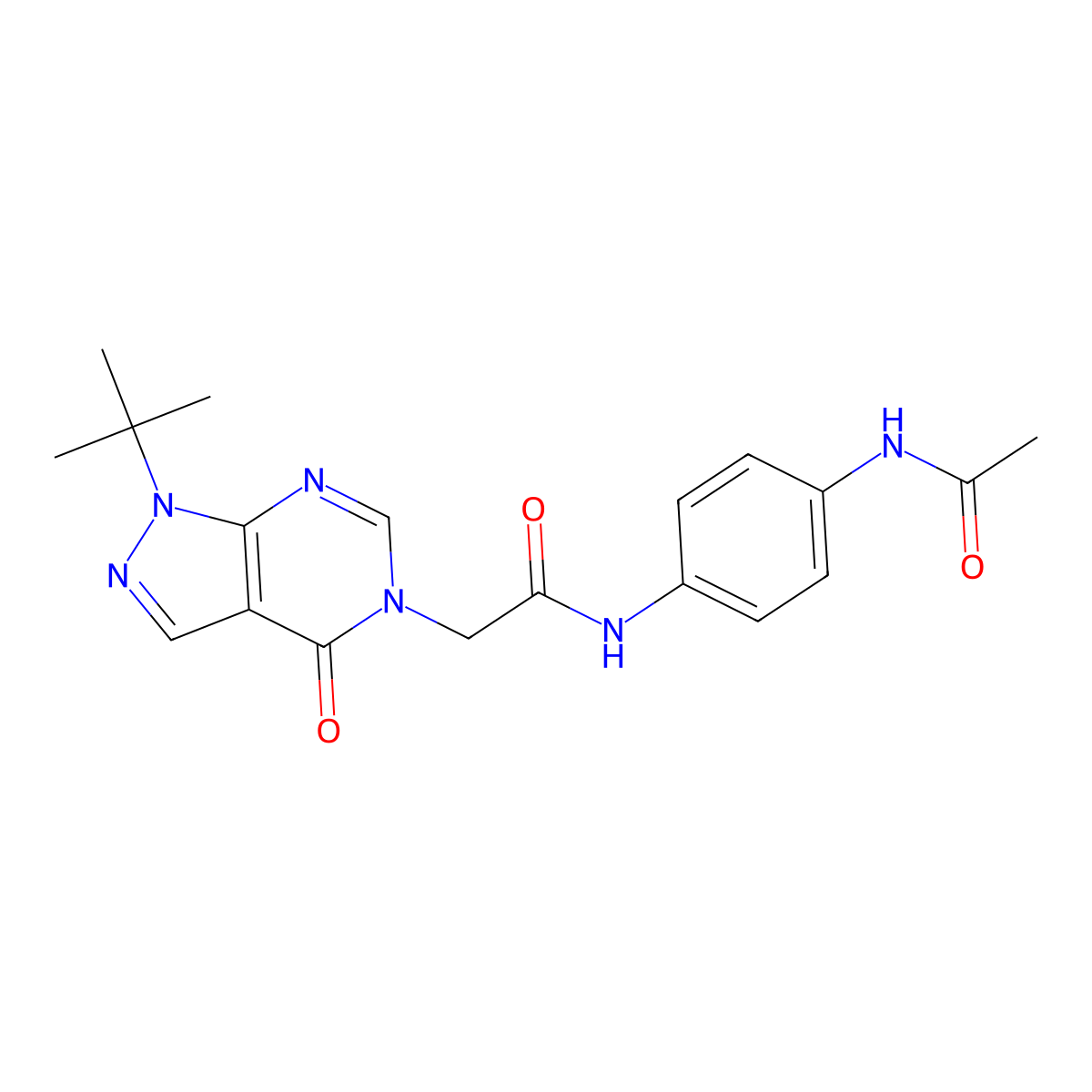N-(4-acetamidophenyl)-2-(1-(tert-butyl)-4-oxo-1H-pyrazolo[3,4-d]pyrimidin-5(4H)-yl)acetamide molecular structure, CAS 863448-03-7