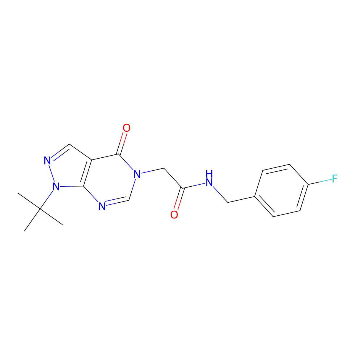 2-(1-tert-butyl-4-oxopyrazolo[3,4-d]pyrimidin-5-yl)-N-[(4-fluorophenyl)methyl]acetamide molecular structure, CAS 863448-07-1