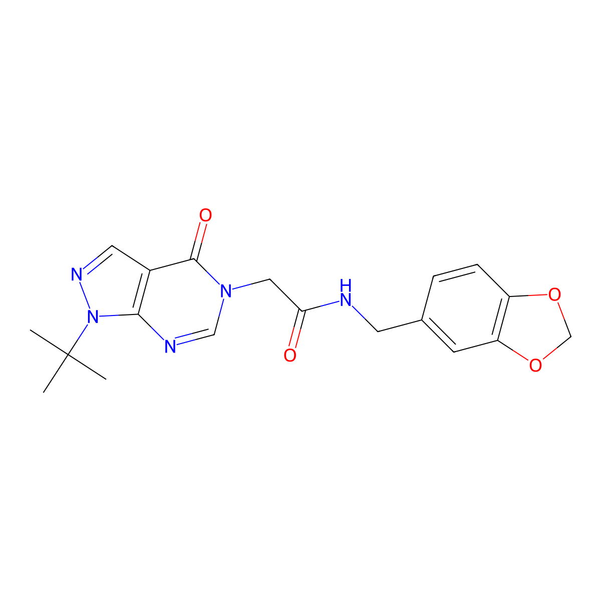 N-(1,3-benzodioxol-5-ylmethyl)-2-(1-tert-butyl-4-oxopyrazolo[3,4-d]pyrimidin-5-yl)acetamide molecular structure, CAS 863448-08-2