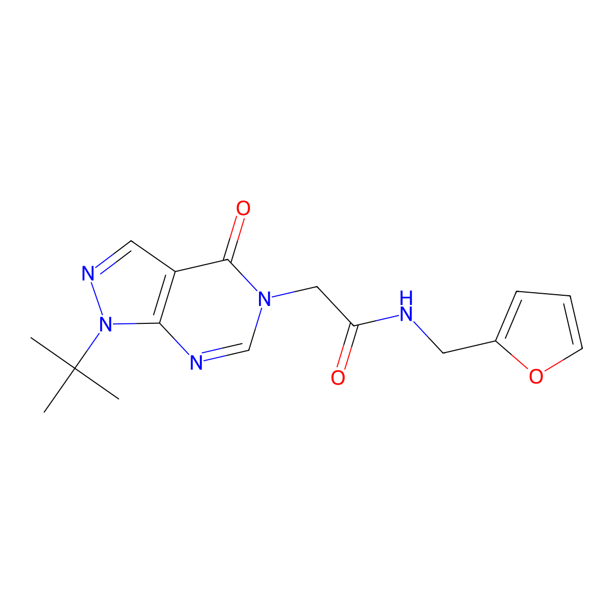 2-(1-(tert-butyl)-4-oxo-1H-pyrazolo[3,4-d]pyrimidin-5(4H)-yl)-N-(furan-2-ylmethyl)acetamide molecular structure, CAS 863448-10-6