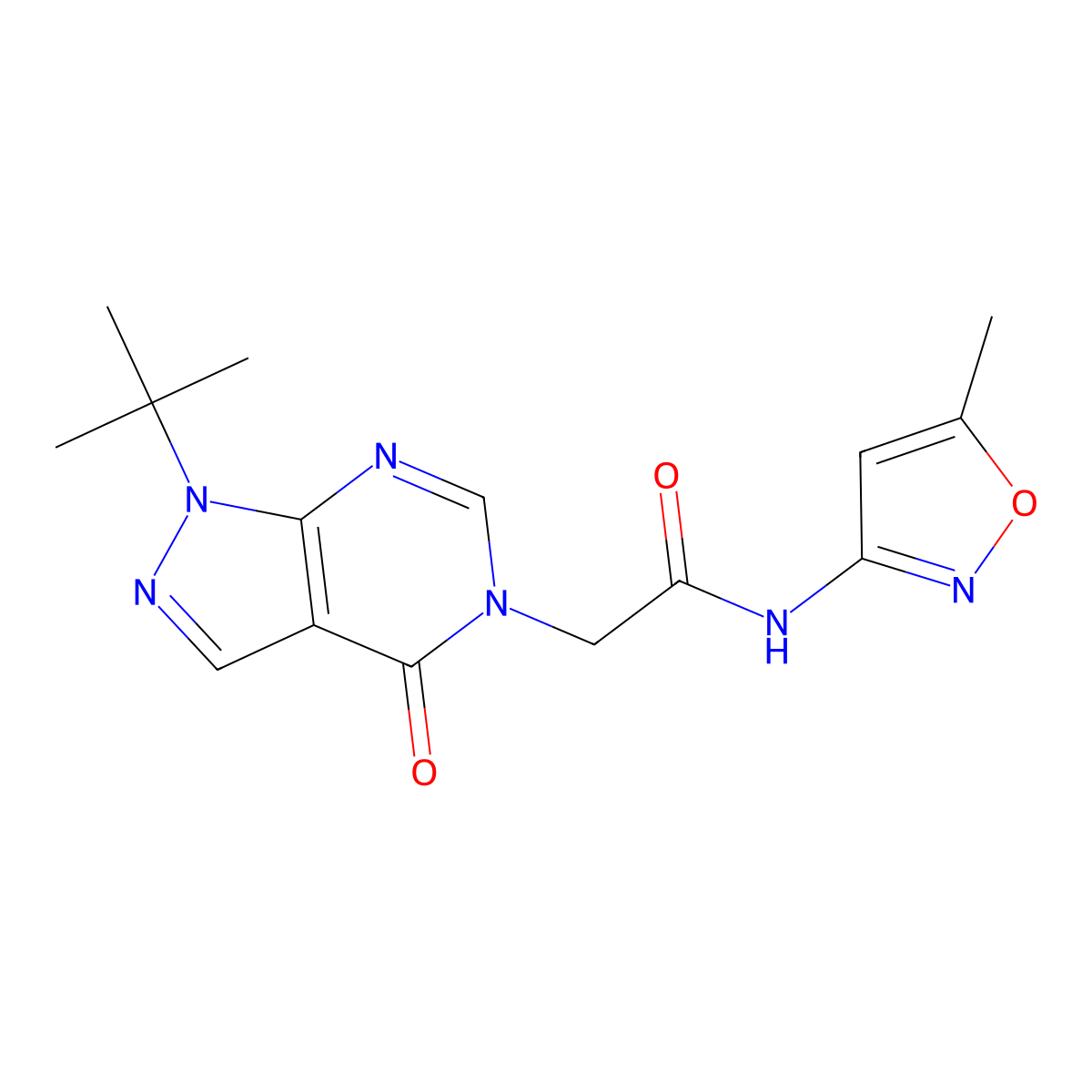 2-(1-tert-butyl-4-oxopyrazolo[3,4-d]pyrimidin-5-yl)-N-(5-methyl-1,2-oxazol-3-yl)acetamide molecular structure, CAS 863448-13-9