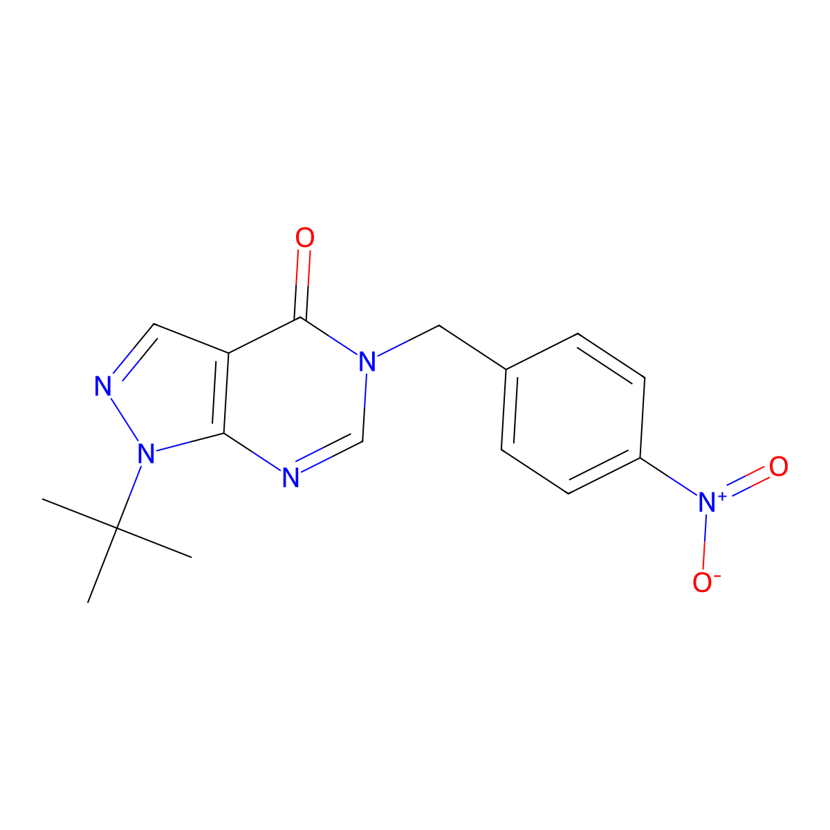 1-(tert-butyl)-5-(4-nitrobenzyl)-1H-pyrazolo[3,4-d]pyrimidin-4(5H)-one molecular structure, CAS 863448-21-9
