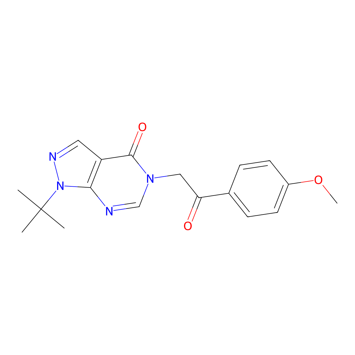 1-(tert-butyl)-5-(2-(4-methoxyphenyl)-2-oxoethyl)-1H-pyrazolo[3,4-d]pyrimidin-4(5H)-one molecular structure, CAS 863448-39-9