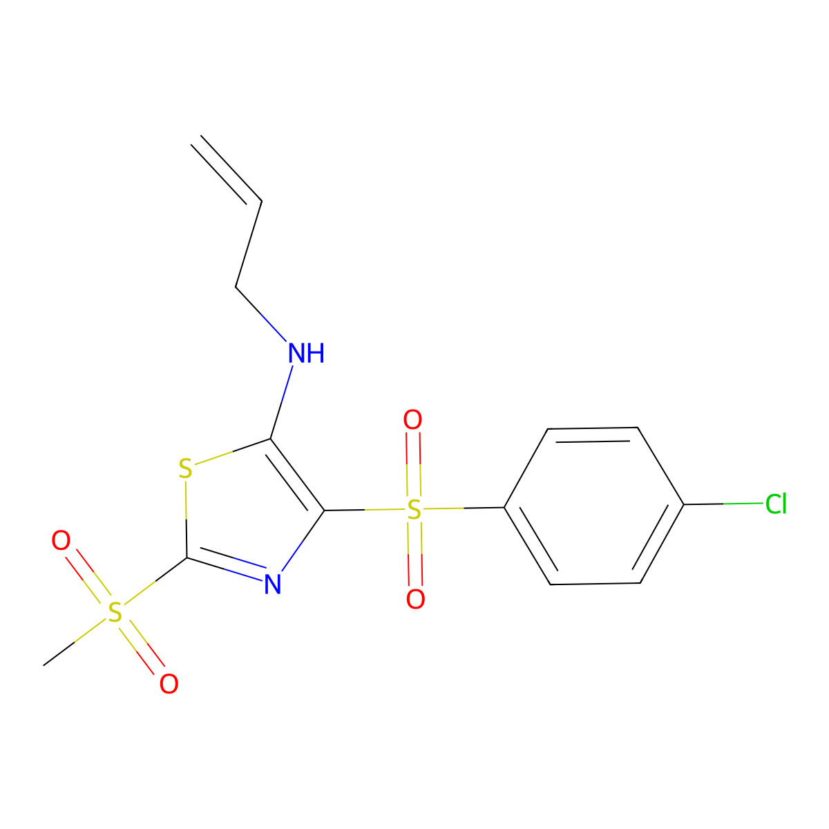 4-(4-chlorobenzenesulfonyl)-2-methanesulfonyl-N-(prop-2-en-1-yl)-1,3-thiazol-5-amine molecular structure, CAS 863448-93-5
