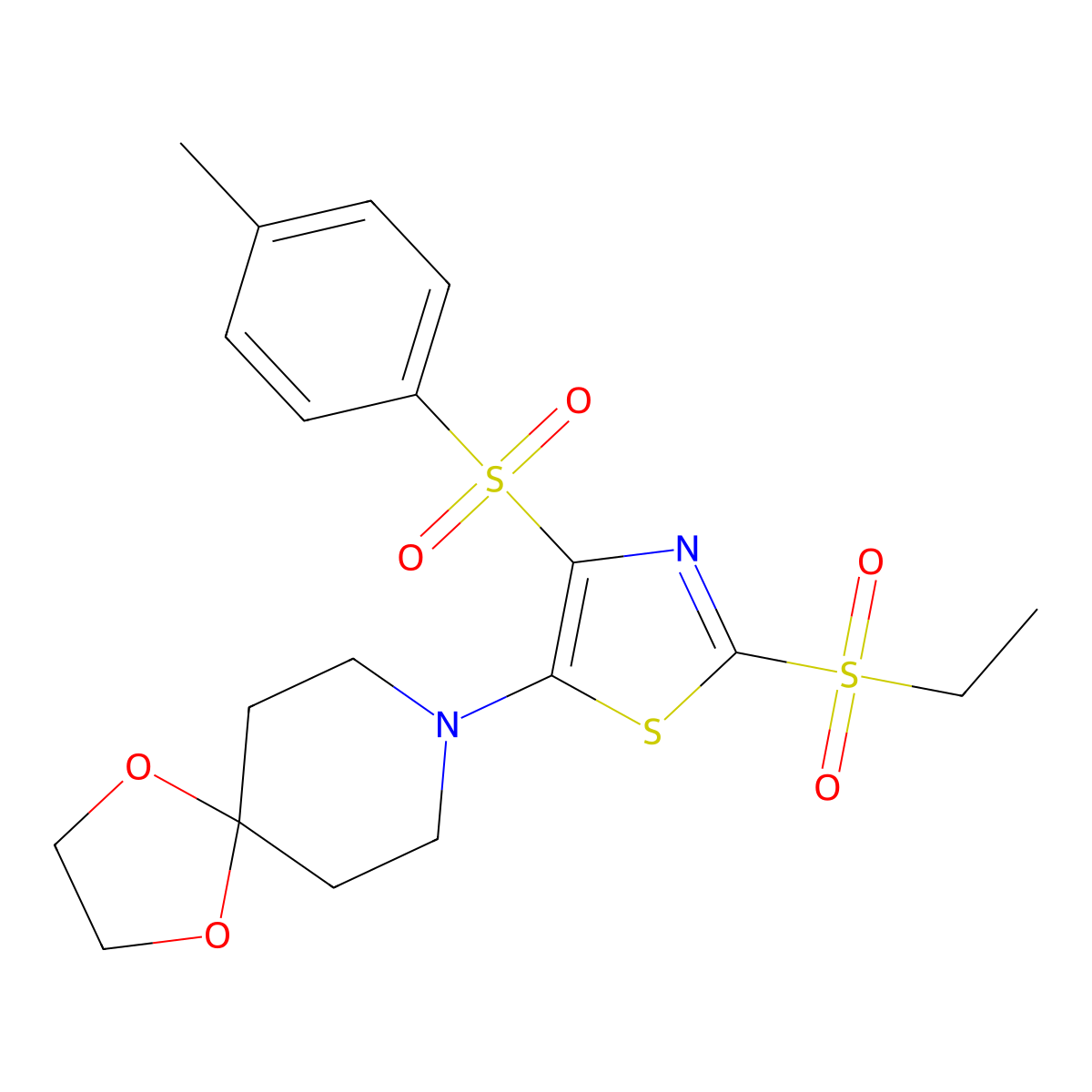 8-(2-(Ethylsulfonyl)-4-tosylthiazol-5-yl)-1,4-dioxa-8-azaspiro[4.5]decane molecular structure, CAS 863449-37-0