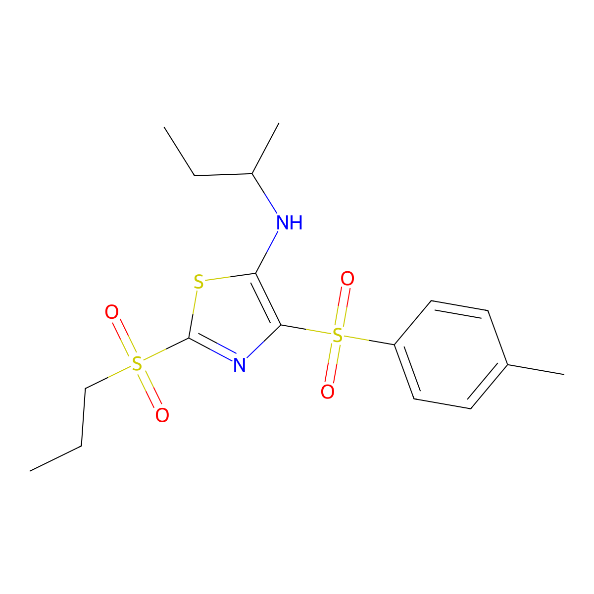 4-[(4-Methylphenyl)sulfonyl]-5-[(methylpropyl)amino]-2-(propylsulfonyl)-1,3-th iazole molecular structure, CAS 863450-95-7