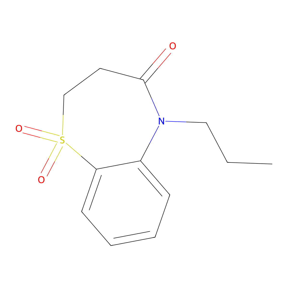 5-propyl-2,3-dihydrobenzo[b][1,4]thiazepin-4(5H)-one 1,1-dioxide molecular structure, CAS 863451-45-0