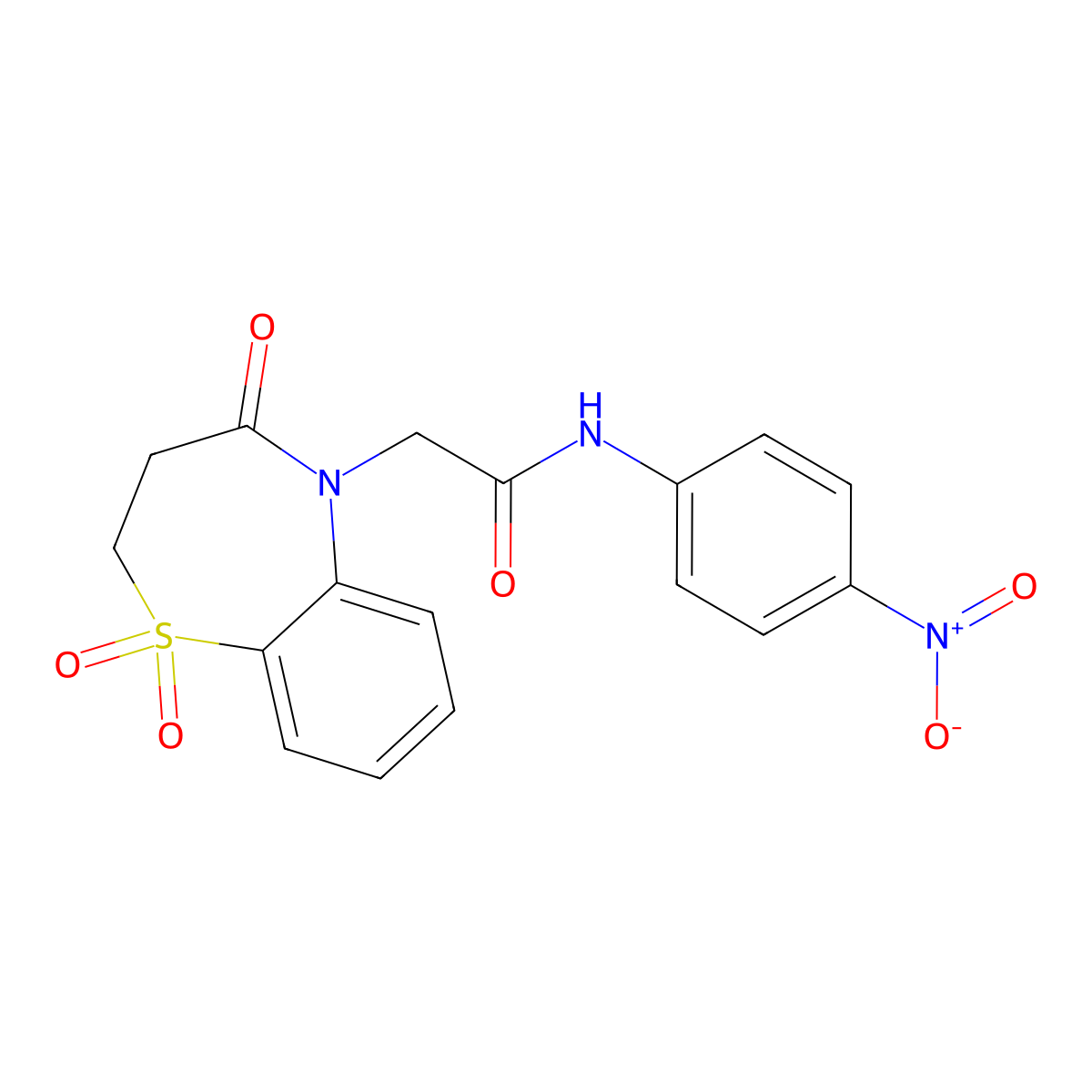 2-(1,1-dioxido-4-oxo-3,4-dihydrobenzo[b][1,4]thiazepin-5(2H)-yl)-N-(4-nitrophenyl)acetamide molecular structure, CAS 863451-75-6