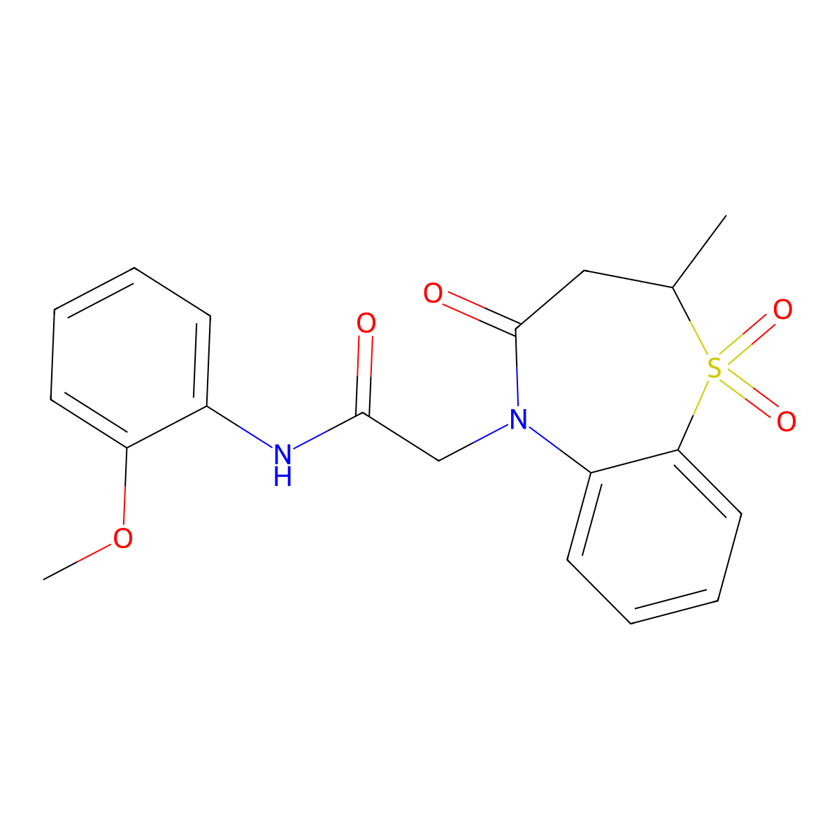 N-(2-methoxyphenyl)-2-(2-methyl-1,1-dioxido-4-oxo-3,4-dihydrobenzo[b][1,4]thiazepin-5(2H)-yl)acetamide molecular structure, CAS 863452-16-8