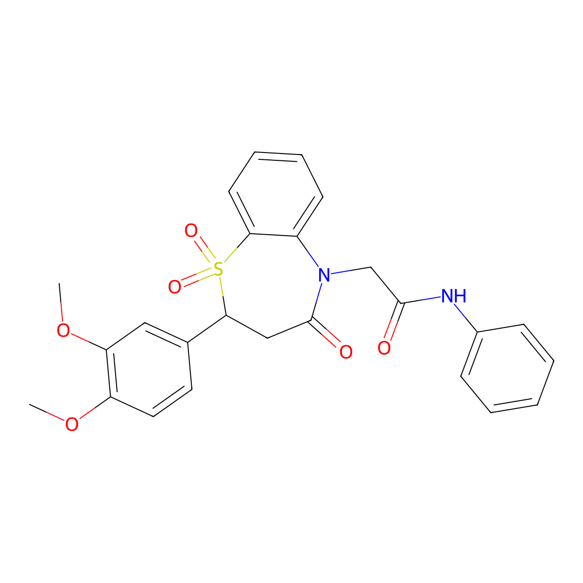 2-(2-(3,4-dimethoxyphenyl)-1,1-dioxido-4-oxo-3,4-dihydrobenzo[b][1,4]thiazepin-5(2H)-yl)-N-phenylacetamide molecular structure, CAS 863452-46-4