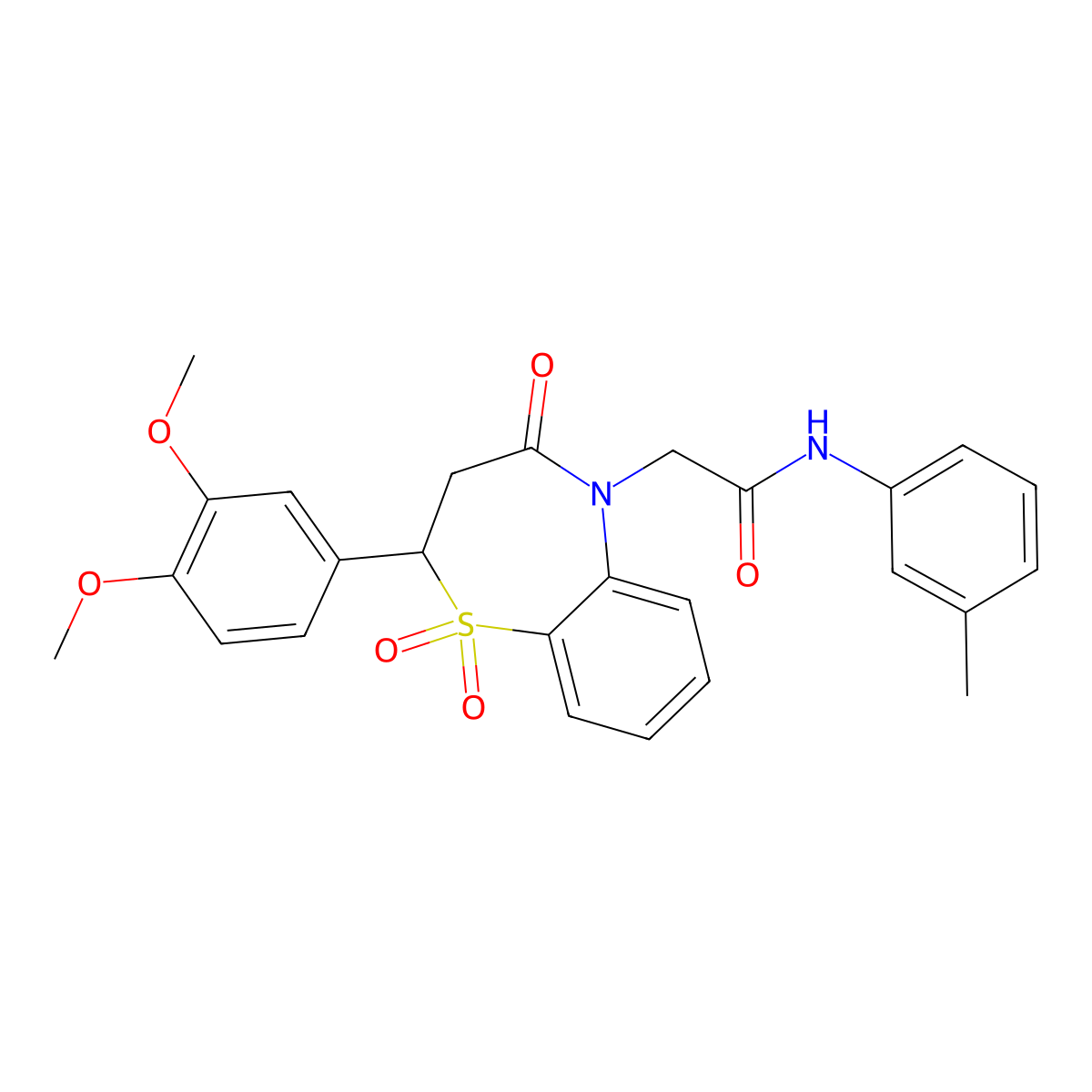 2-(2-(3,4-dimethoxyphenyl)-1,1-dioxido-4-oxo-3,4-dihydrobenzo[b][1,4]thiazepin-5(2H)-yl)-N-(m-tolyl)acetamide molecular structure, CAS 863452-48-6
