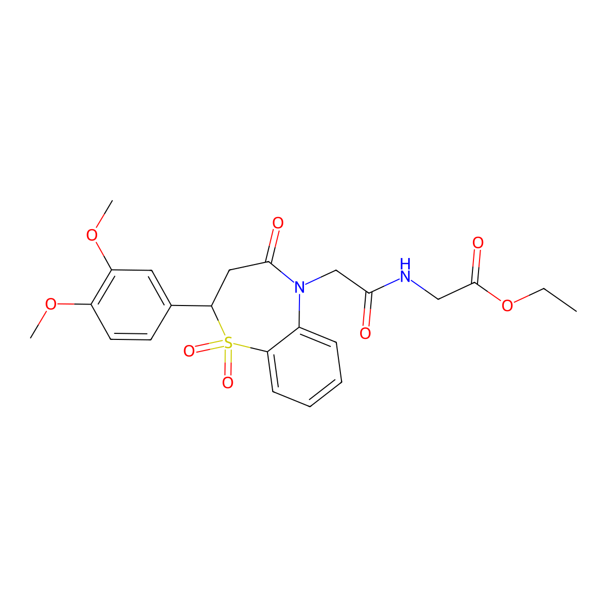 ethyl 2-(2-(2-(3,4-dimethoxyphenyl)-1,1-dioxido-4-oxo-3,4-dihydrobenzo[b][1,4]thiazepin-5(2H)-yl)acetamido)acetate molecular structure, CAS 863452-55-5