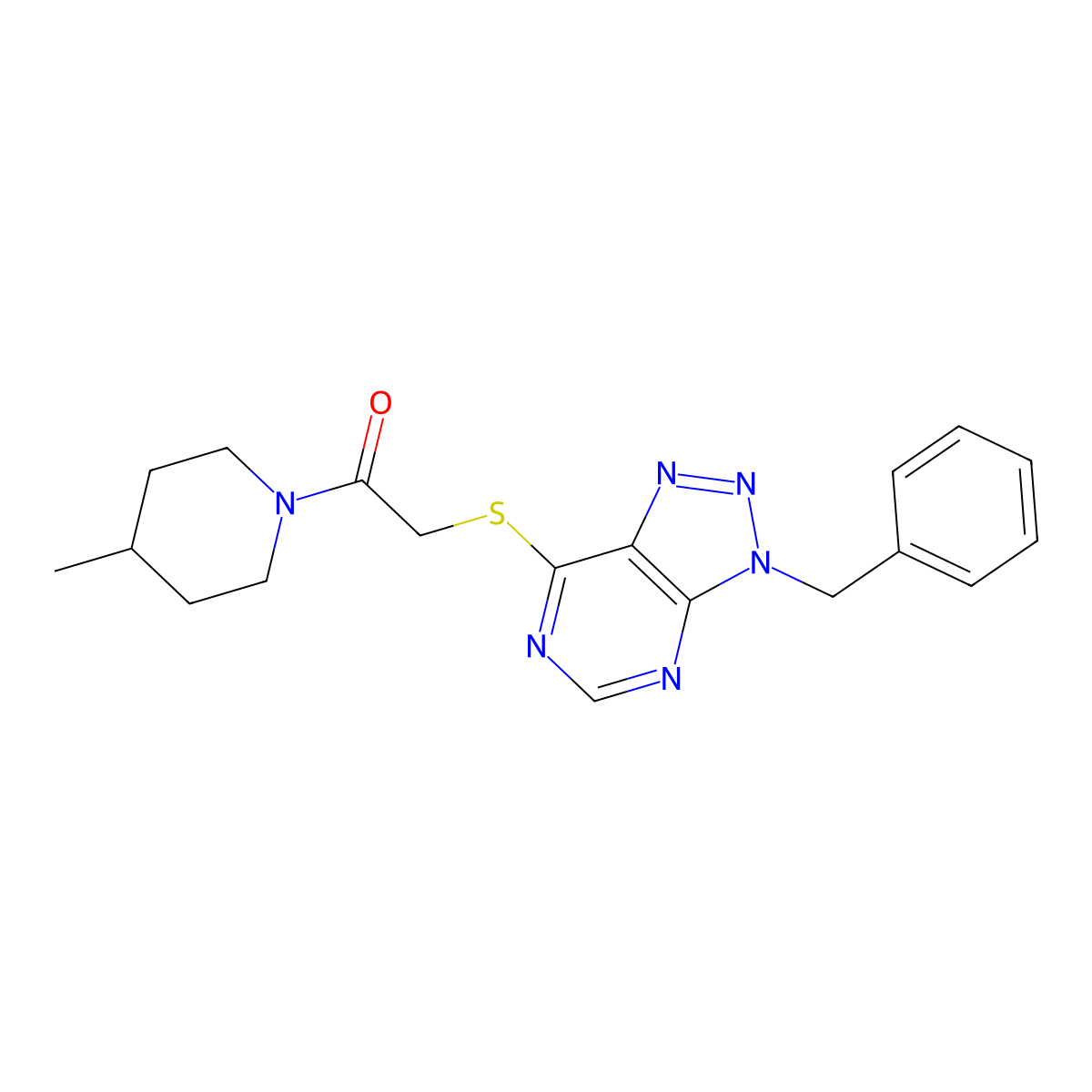 2-((3-benzyl-3H-[1,2,3]triazolo[4,5-d]pyrimidin-7-yl)thio)-1-(4-methylpiperidin-1-yl)ethanone molecular structure, CAS 863452-66-8