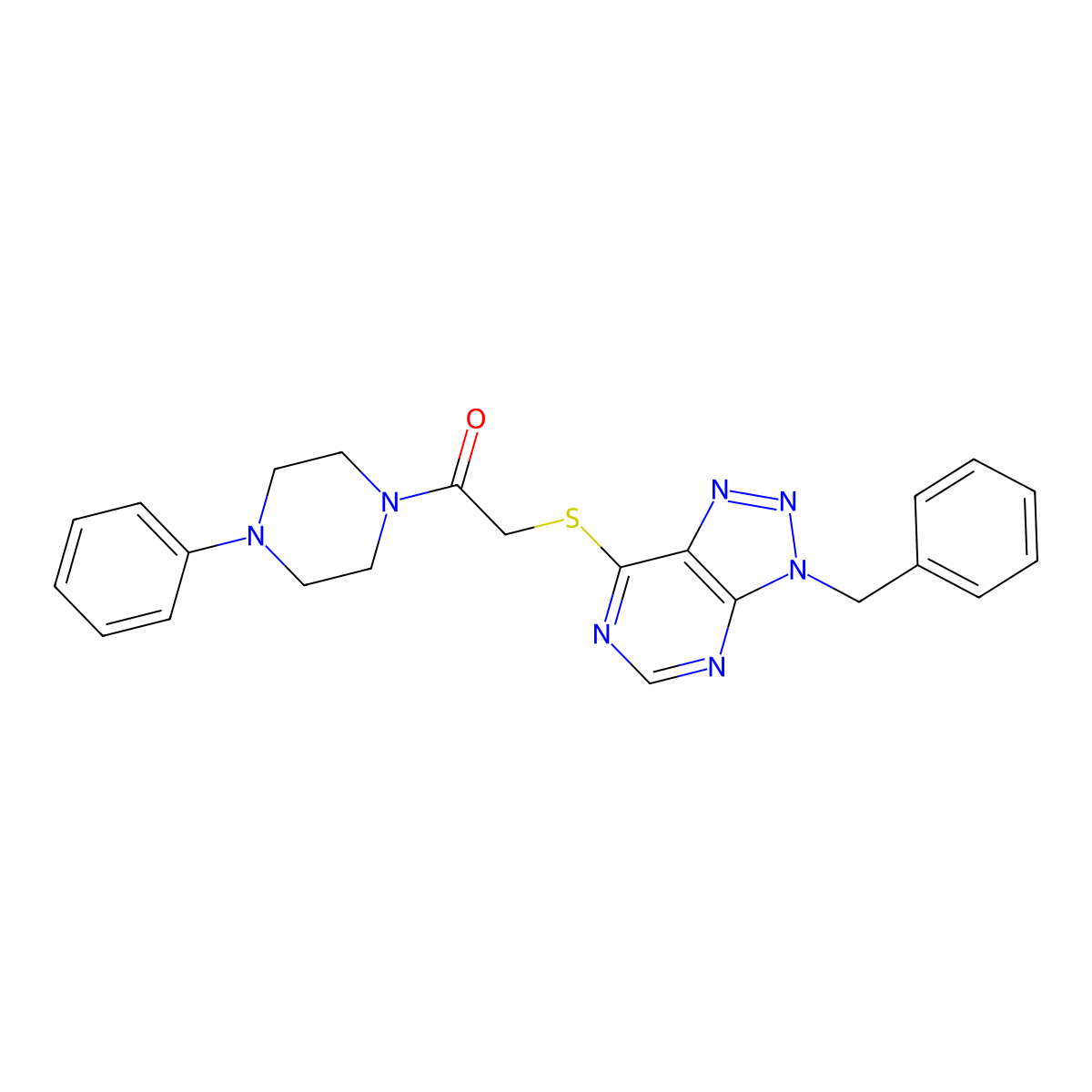 2-((3-benzyl-3H-[1,2,3]triazolo[4,5-d]pyrimidin-7-yl)thio)-1-(4-phenylpiperazin-1-yl)ethanone molecular structure, CAS 863452-67-9