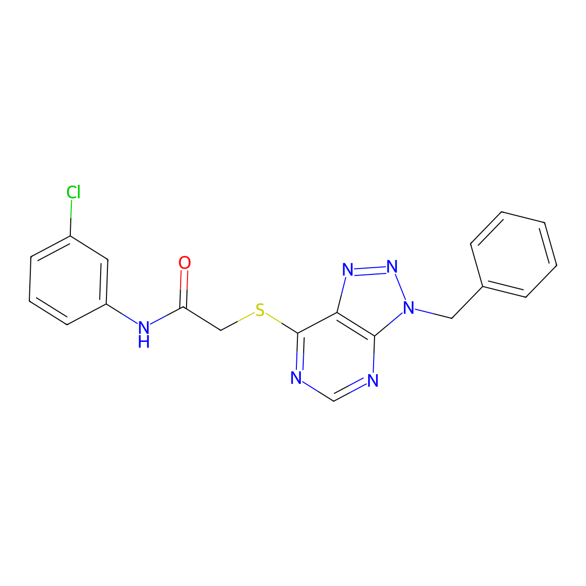 2-((3-benzyl-3H-[1,2,3]triazolo[4,5-d]pyrimidin-7-yl)thio)-N-(3-chlorophenyl)acetamide molecular structure, CAS 863452-79-3