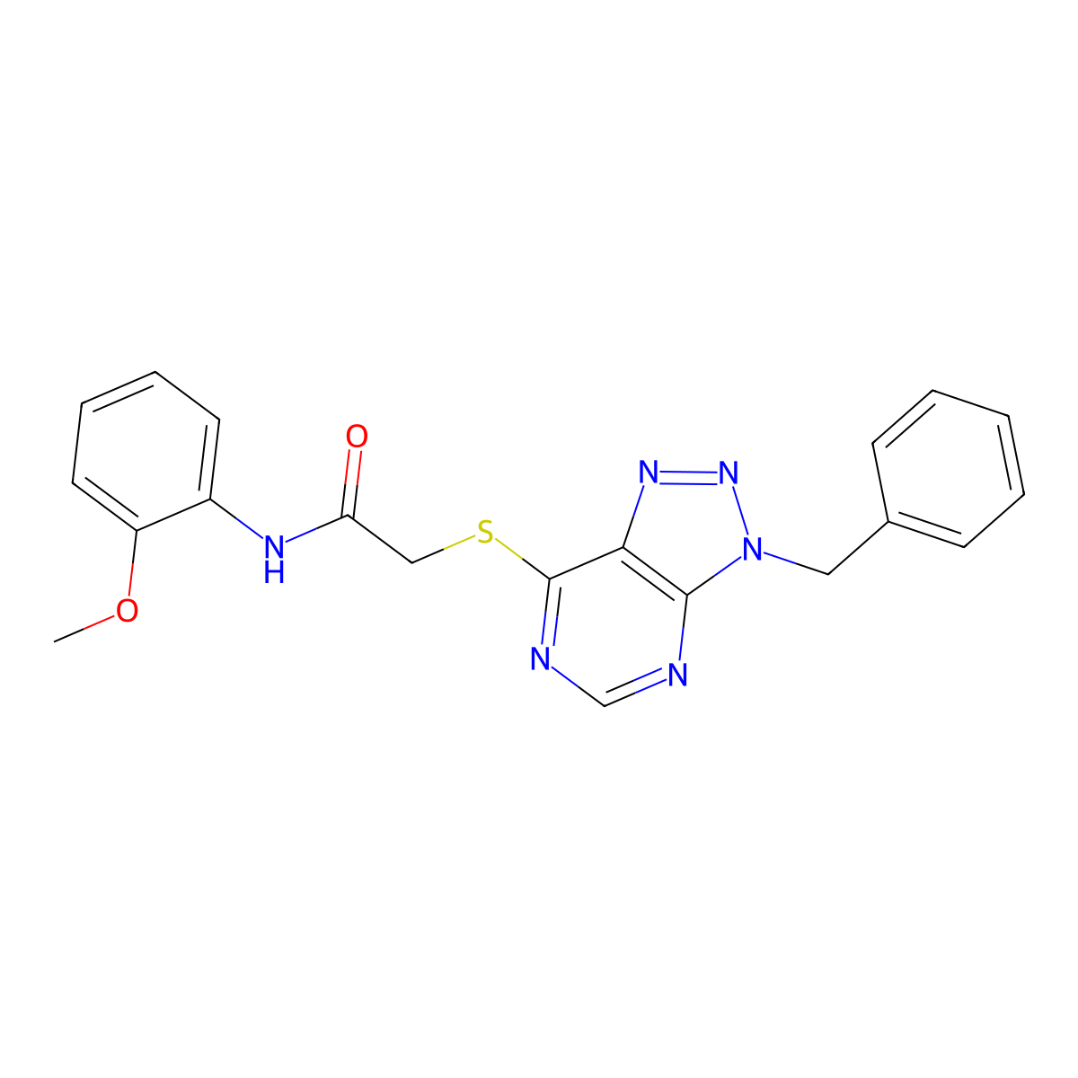 2-(3-benzyltriazolo[4,5-d]pyrimidin-7-yl)sulfanyl-N-(2-methoxyphenyl)acetamide molecular structure, CAS 863452-84-0