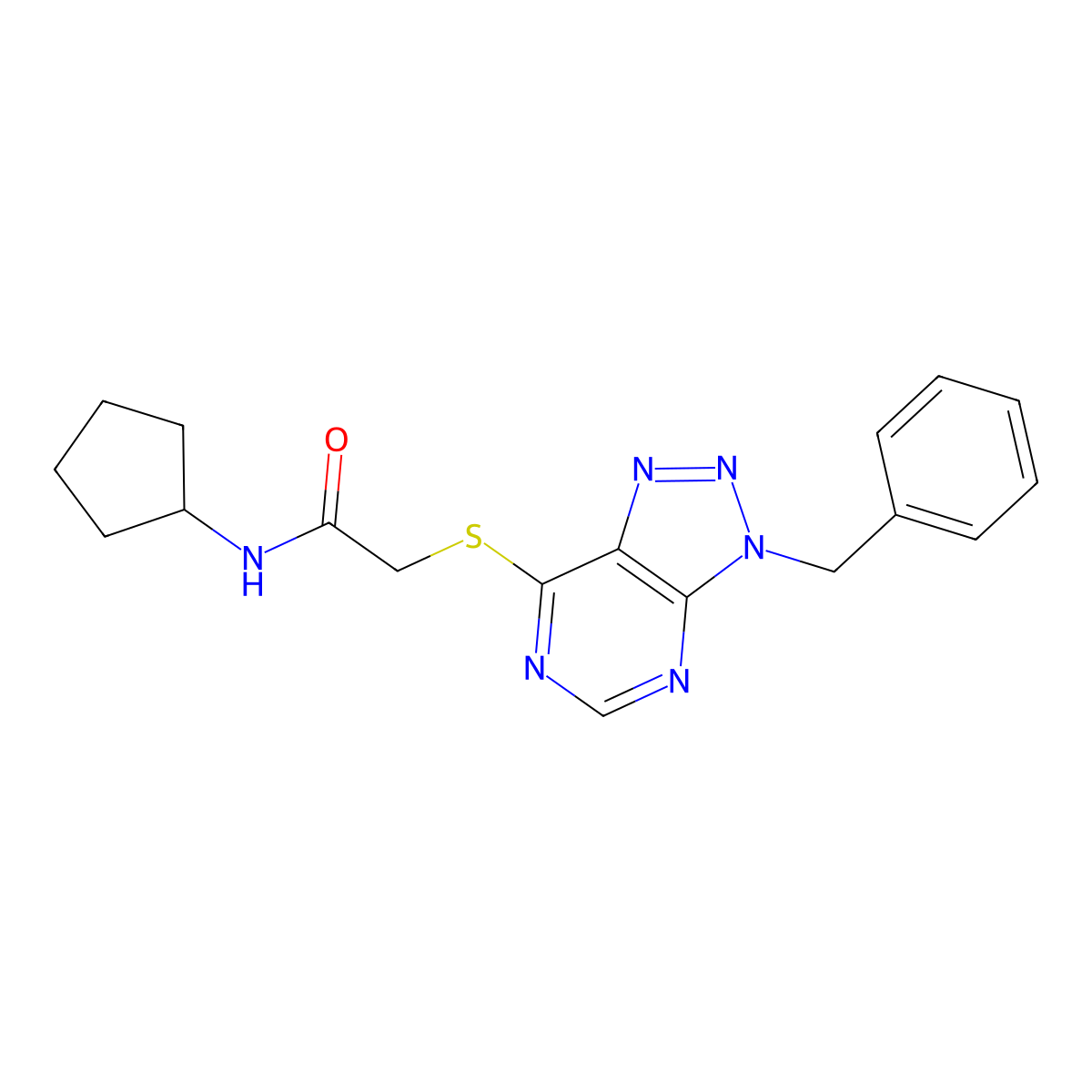 2-((3-benzyl-3H-[1,2,3]triazolo[4,5-d]pyrimidin-7-yl)thio)-N-cyclopentylacetamide molecular structure, CAS 863452-92-0