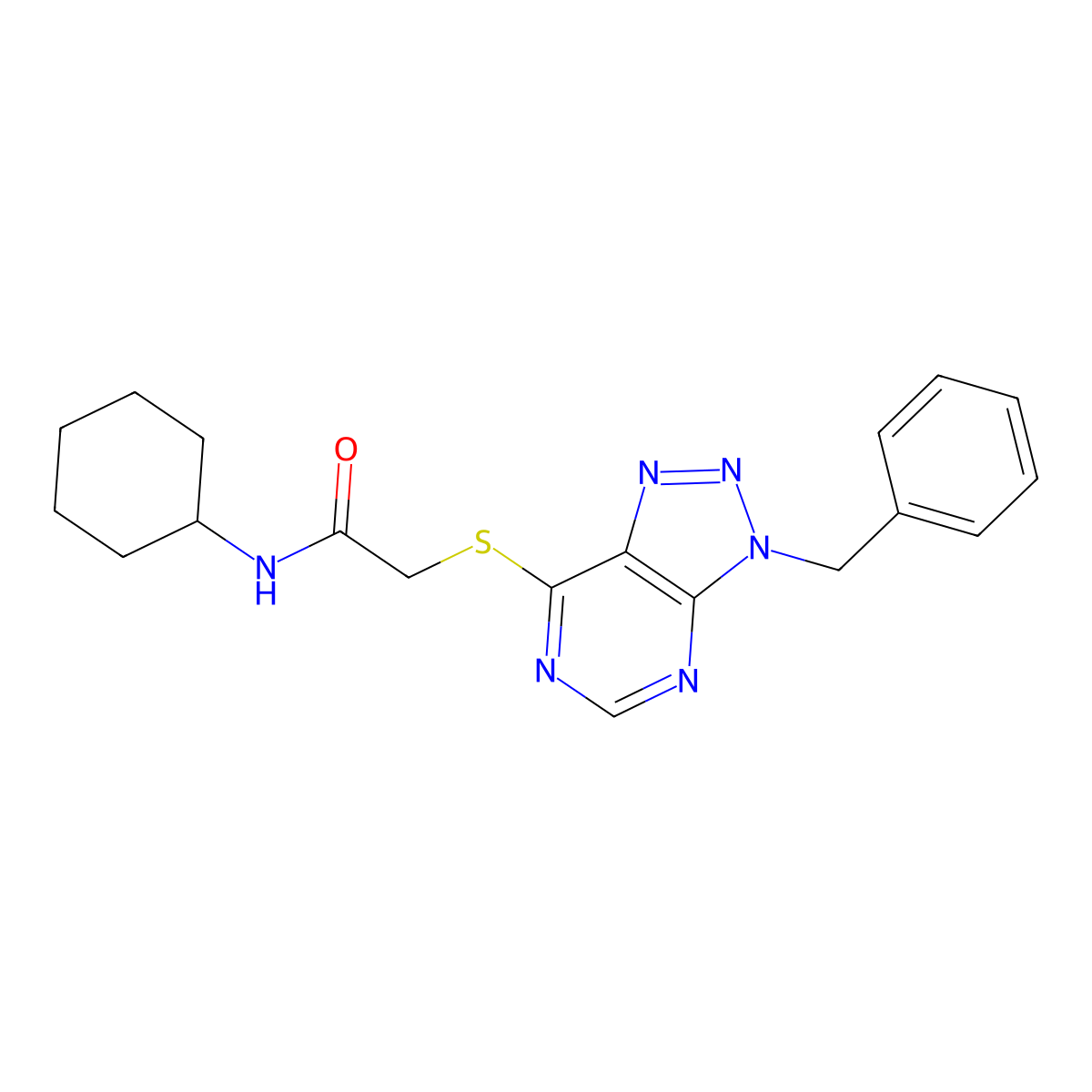 2-((3-benzyl-3H-[1,2,3]triazolo[4,5-d]pyrimidin-7-yl)thio)-N-cyclohexylacetamide molecular structure, CAS 863452-93-1