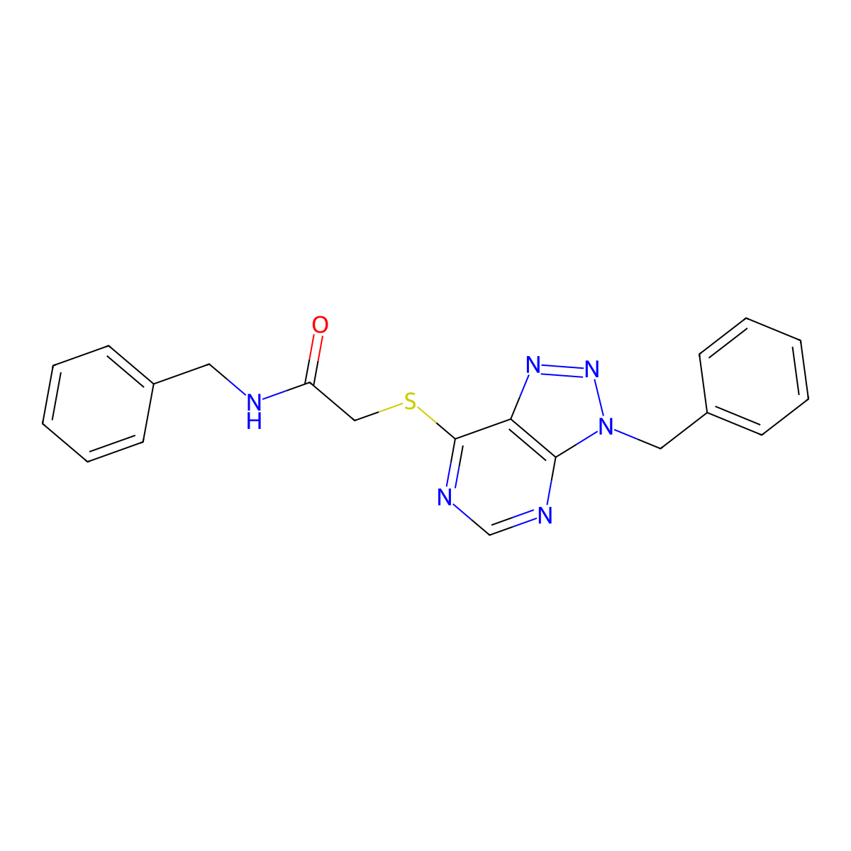 N-benzyl-2-(3-benzyltriazolo[4,5-d]pyrimidin-7-yl)sulfanylacetamide molecular structure, CAS 863452-94-2