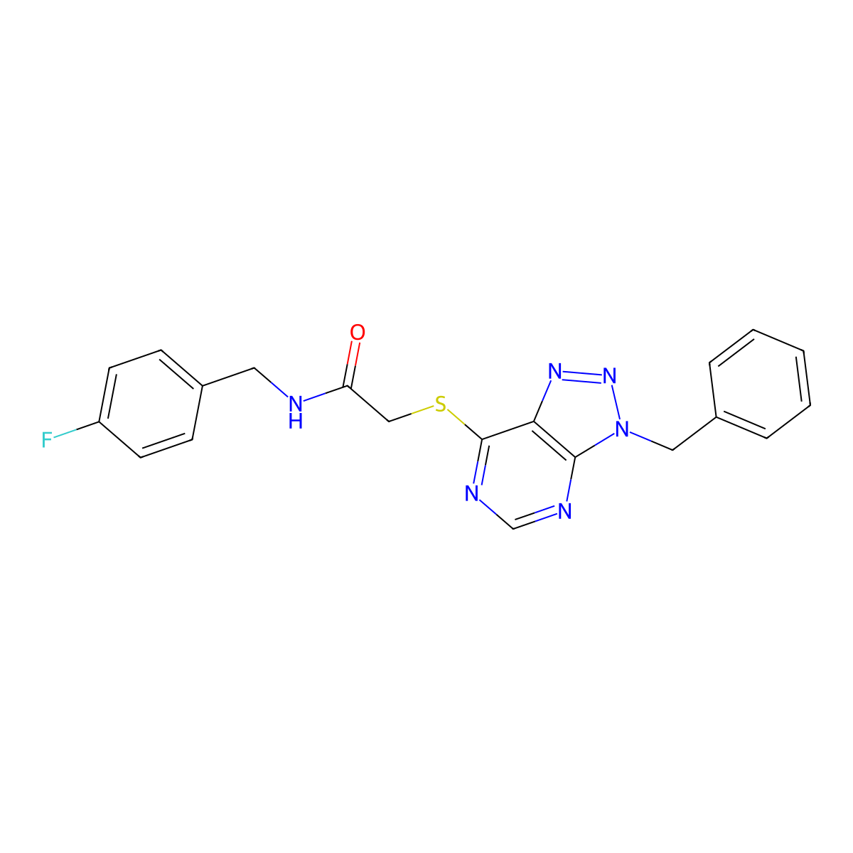 2-((3-benzyl-3H-[1,2,3]triazolo[4,5-d]pyrimidin-7-yl)thio)-N-(4-fluorobenzyl)acetamide molecular structure, CAS 863452-95-3