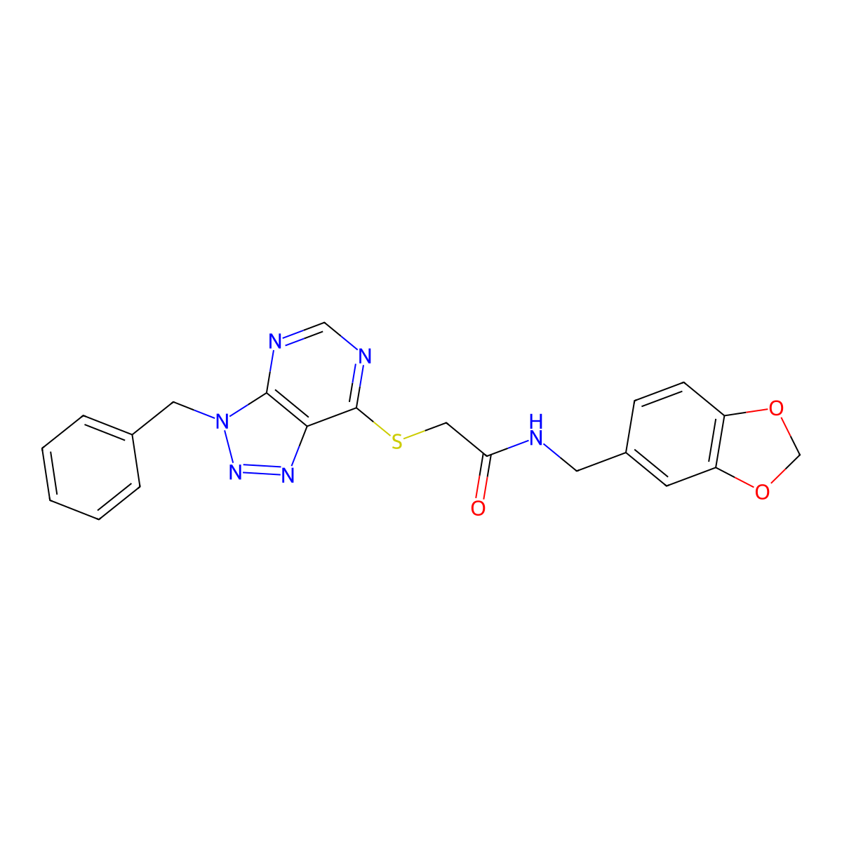 N-(benzo[d][1,3]dioxol-5-ylmethyl)-2-((3-benzyl-3H-[1,2,3]triazolo[4,5-d]pyrimidin-7-yl)thio)acetamide molecular structure, CAS 863452-96-4