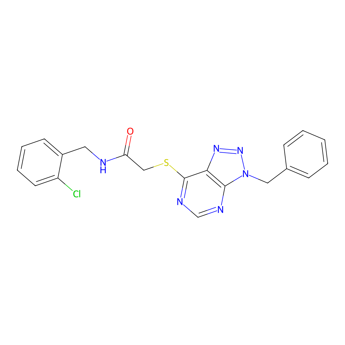 2-((3-benzyl-3H-[1,2,3]triazolo[4,5-d]pyrimidin-7-yl)thio)-N-(2-chlorobenzyl)acetamide molecular structure, CAS 863452-97-5