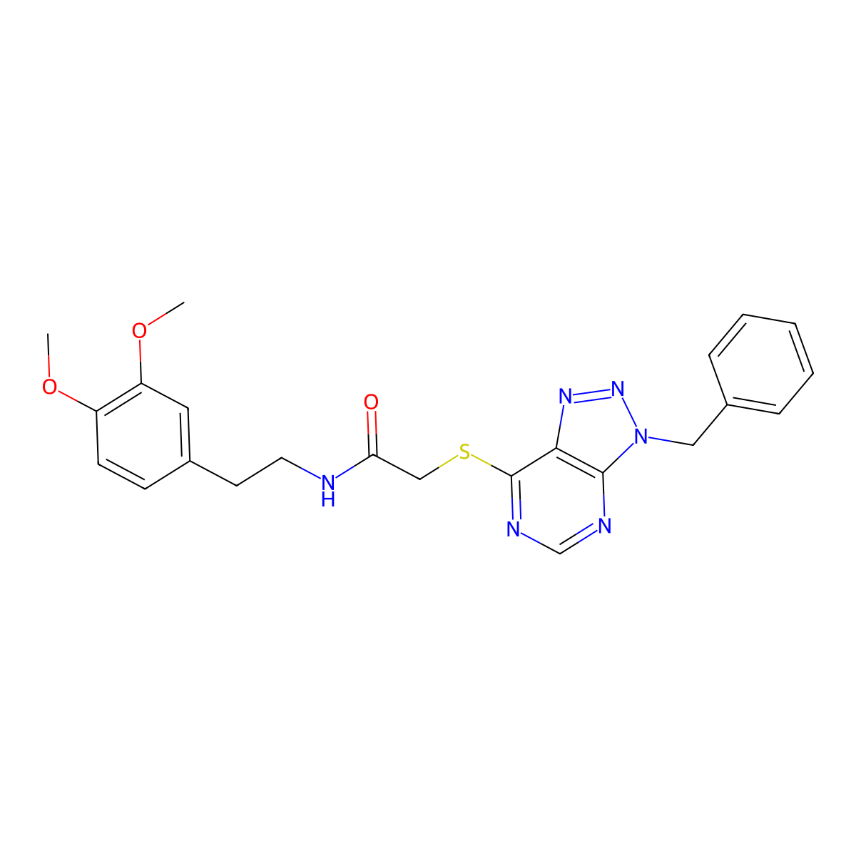 2-((3-benzyl-3H-[1,2,3]triazolo[4,5-d]pyrimidin-7-yl)thio)-N-(3,4-dimethoxyphenethyl)acetamide molecular structure, CAS 863452-98-6