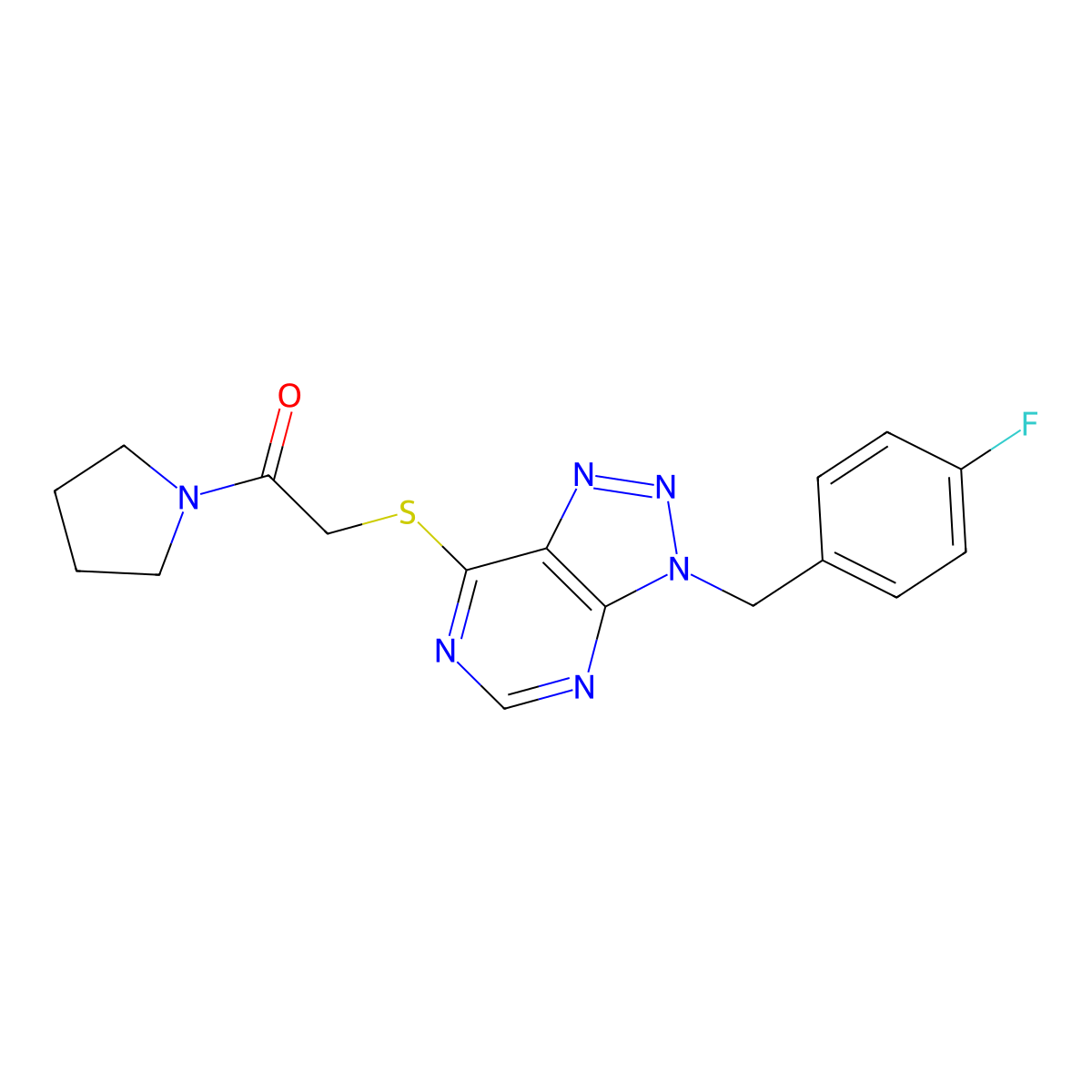 2-((3-(4-fluorobenzyl)-3H-[1,2,3]triazolo[4,5-d]pyrimidin-7-yl)thio)-1-(pyrrolidin-1-yl)ethanone molecular structure, CAS 863453-07-0