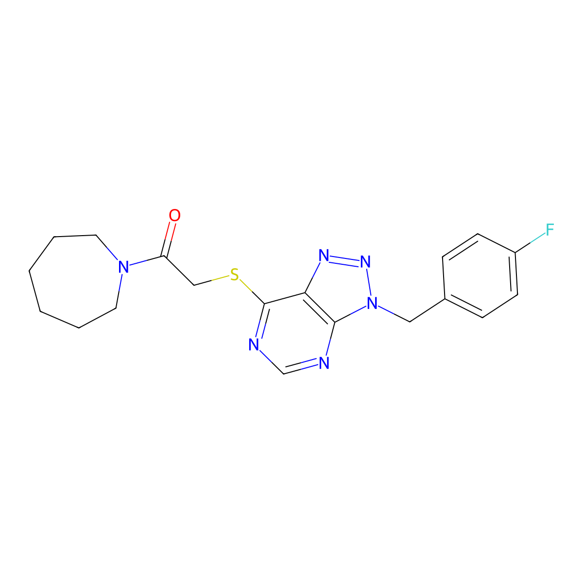 1-(azepan-1-yl)-2-((3-(4-fluorobenzyl)-3H-[1,2,3]triazolo[4,5-d]pyrimidin-7-yl)thio)ethanone molecular structure, CAS 863453-09-2