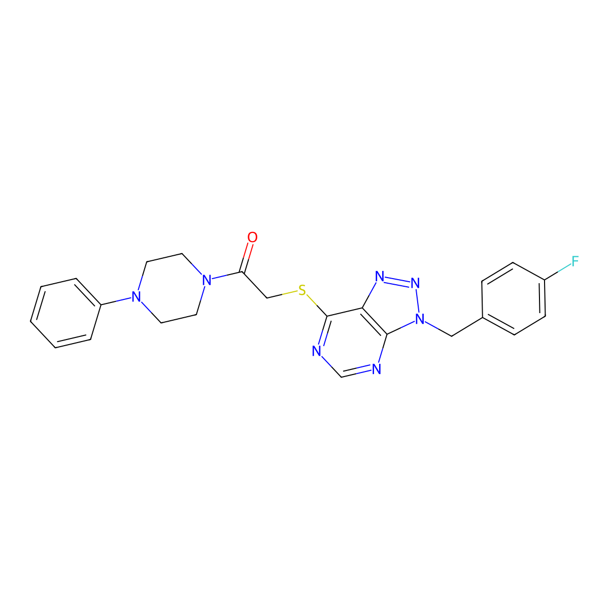 2-((3-(4-fluorobenzyl)-3H-[1,2,3]triazolo[4,5-d]pyrimidin-7-yl)thio)-1-(4-phenylpiperazin-1-yl)ethanone molecular structure, CAS 863453-12-7