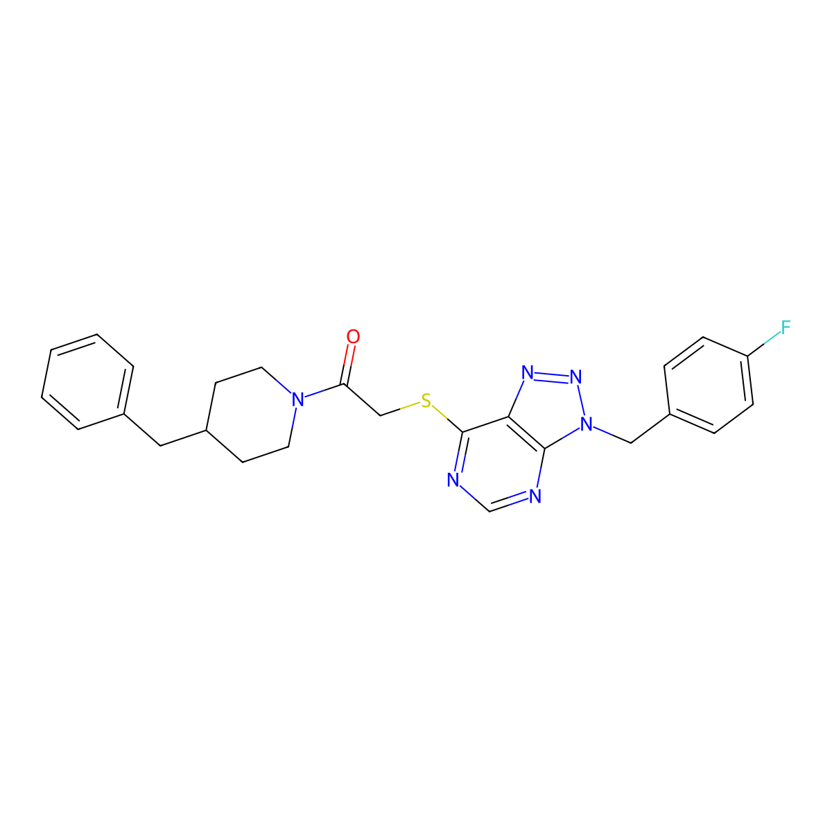 1-(4-benzylpiperidin-1-yl)-2-((3-(4-fluorobenzyl)-3H-[1,2,3]triazolo[4,5-d]pyrimidin-7-yl)thio)ethanone molecular structure, CAS 863453-13-8