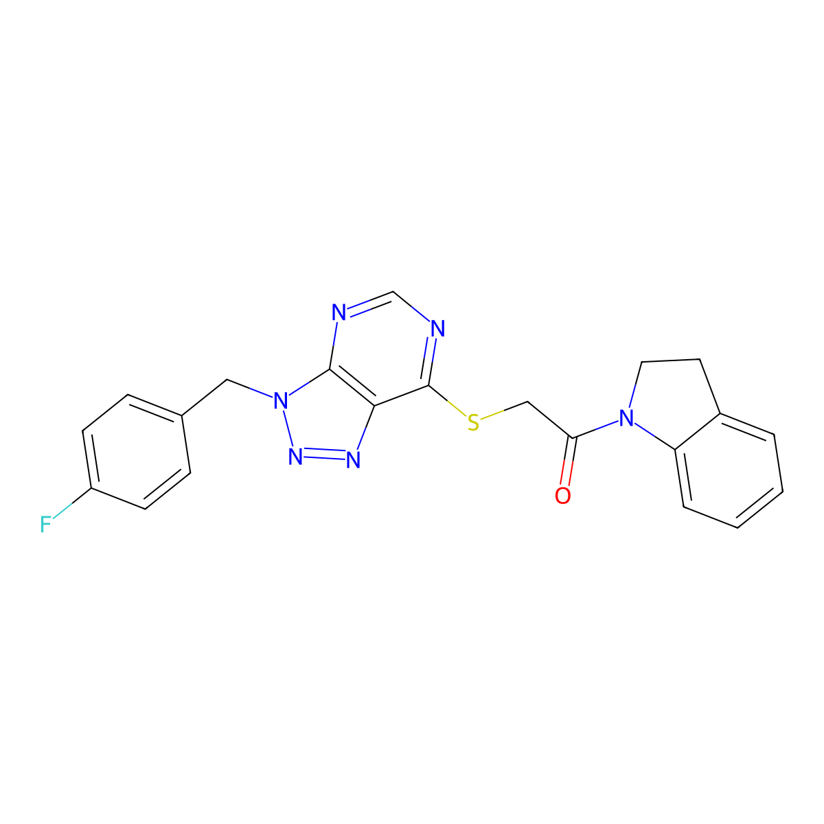 2-((3-(4-fluorobenzyl)-3H-[1,2,3]triazolo[4,5-d]pyrimidin-7-yl)thio)-1-(indolin-1-yl)ethanone molecular structure, CAS 863453-16-1