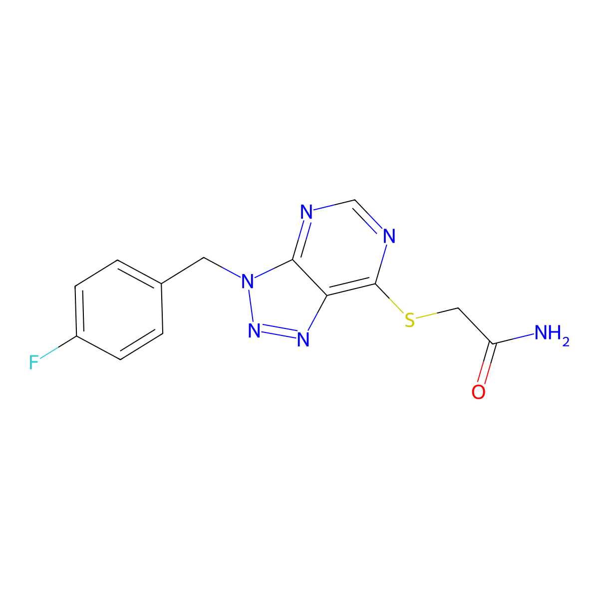 2-[3-[(4-Fluorophenyl)methyl]triazolo[4,5-d]pyrimidin-7-yl]sulfanylacetamide molecular structure, CAS 863453-17-2
