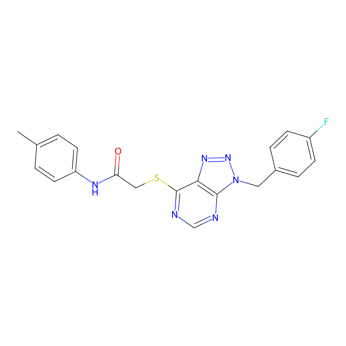 2-[3-[(4-fluorophenyl)methyl]triazolo[4,5-d]pyrimidin-7-yl]sulfanyl-N-(4-methylphenyl)acetamide molecular structure, CAS 863453-21-8